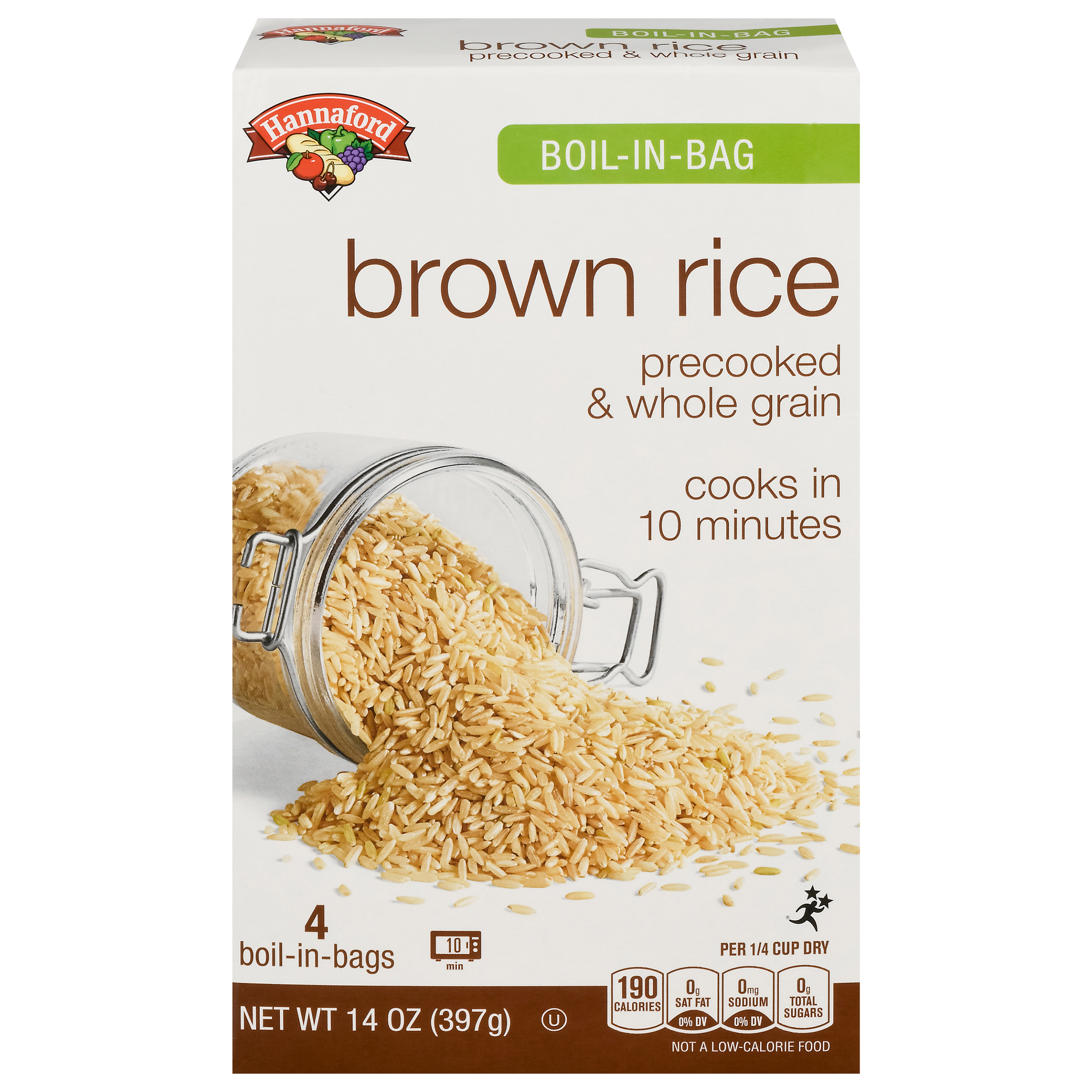 Hannaford Precooked & Whole Grain BoilinBag Brown Rice 4 ea