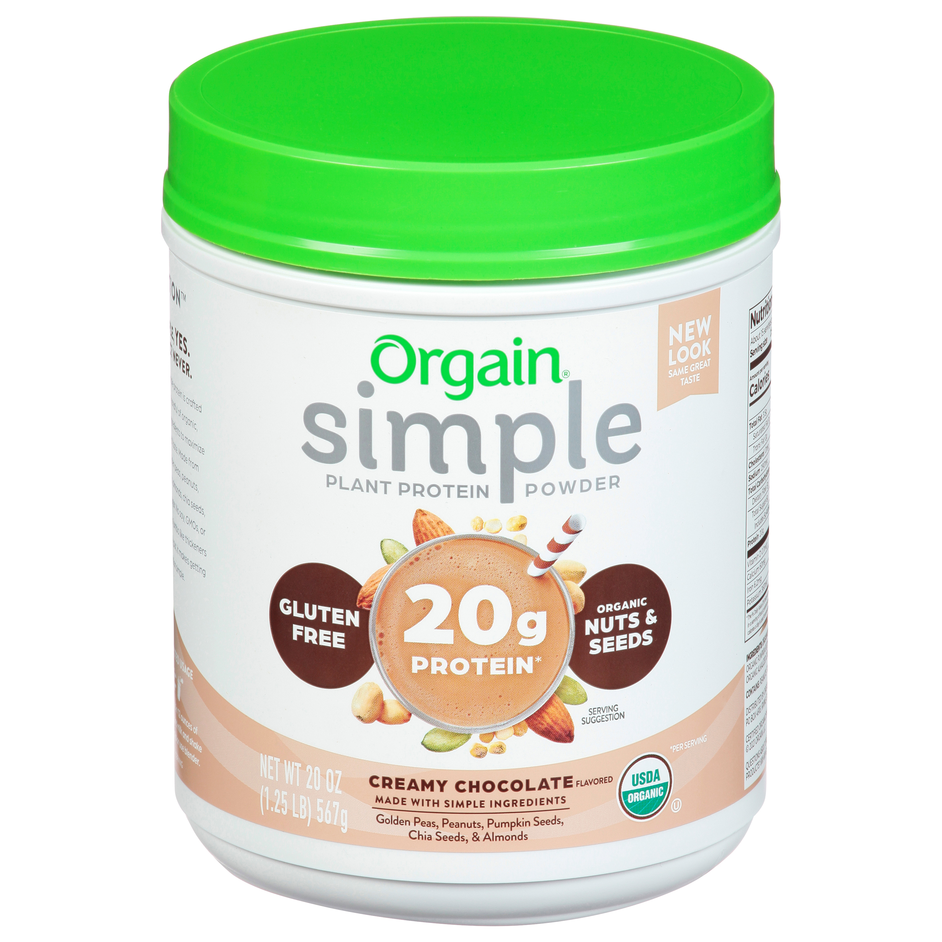 Orgain Simple Creamy Chocolate Flavored Plant Protein Powder