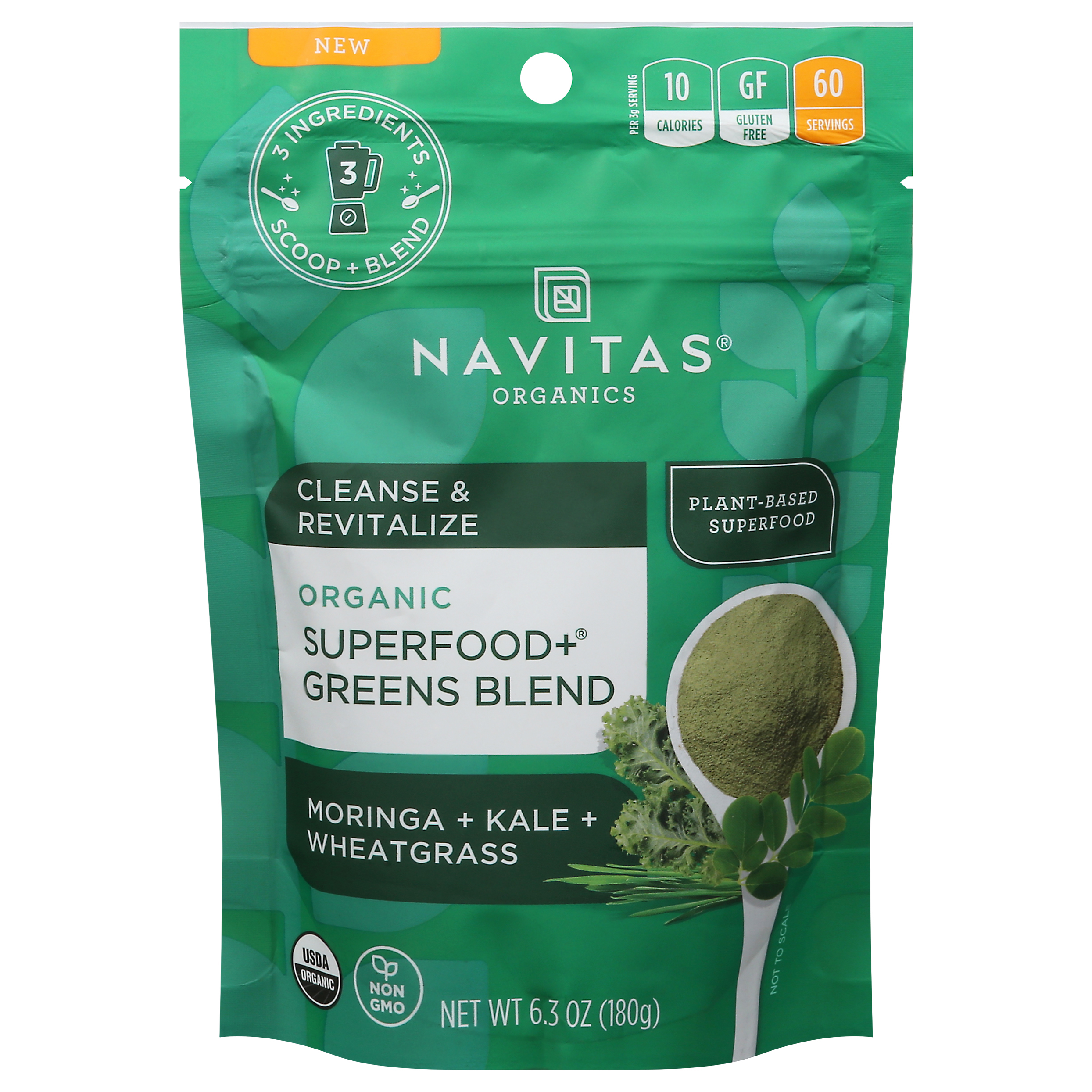 Navitas Organics Organic Moringa + Kale + Wheatgrass Superfood + Greens Blend