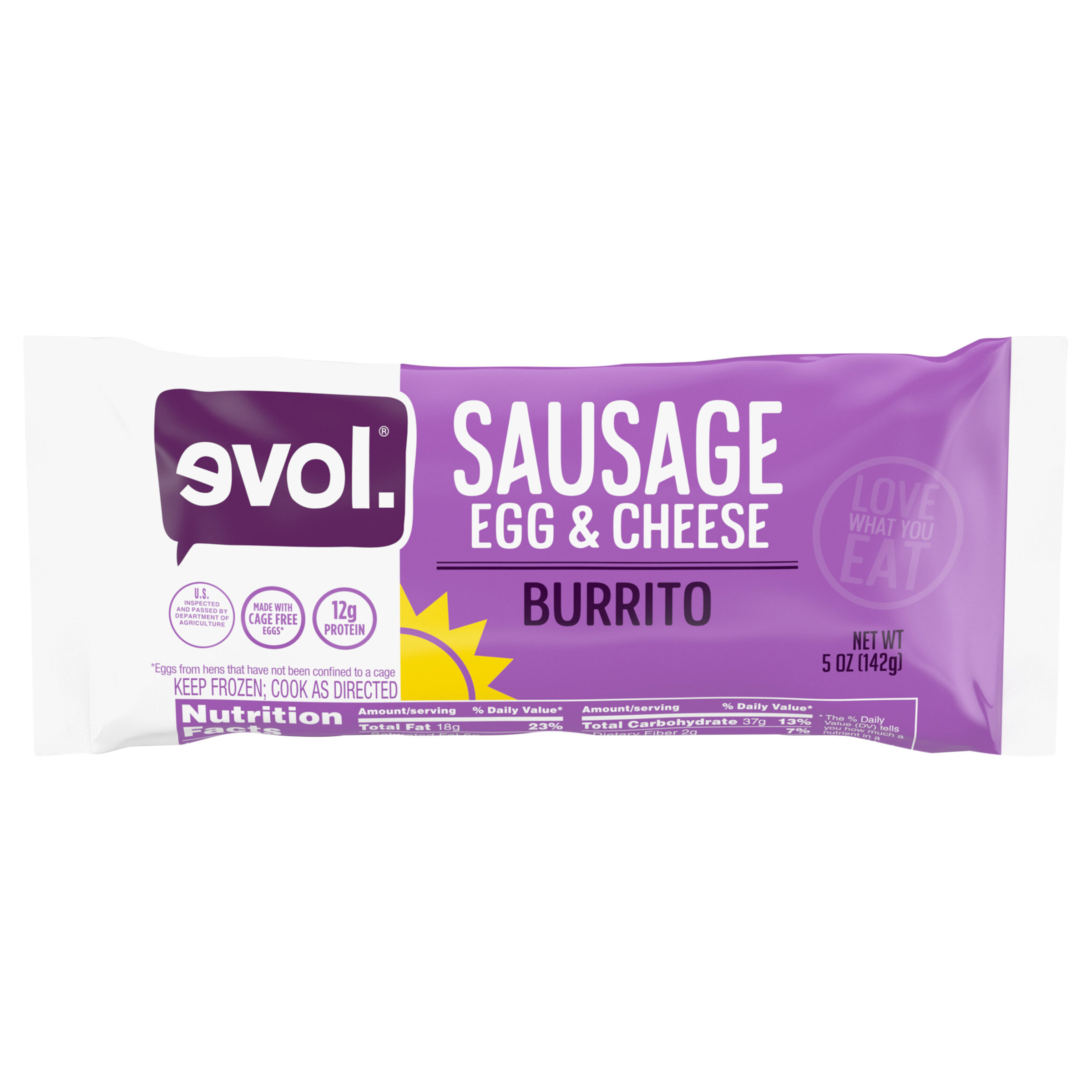Evol Sausage Egg & Cheese Burrito, Frozen Breakfast Burrito, 5 oz.