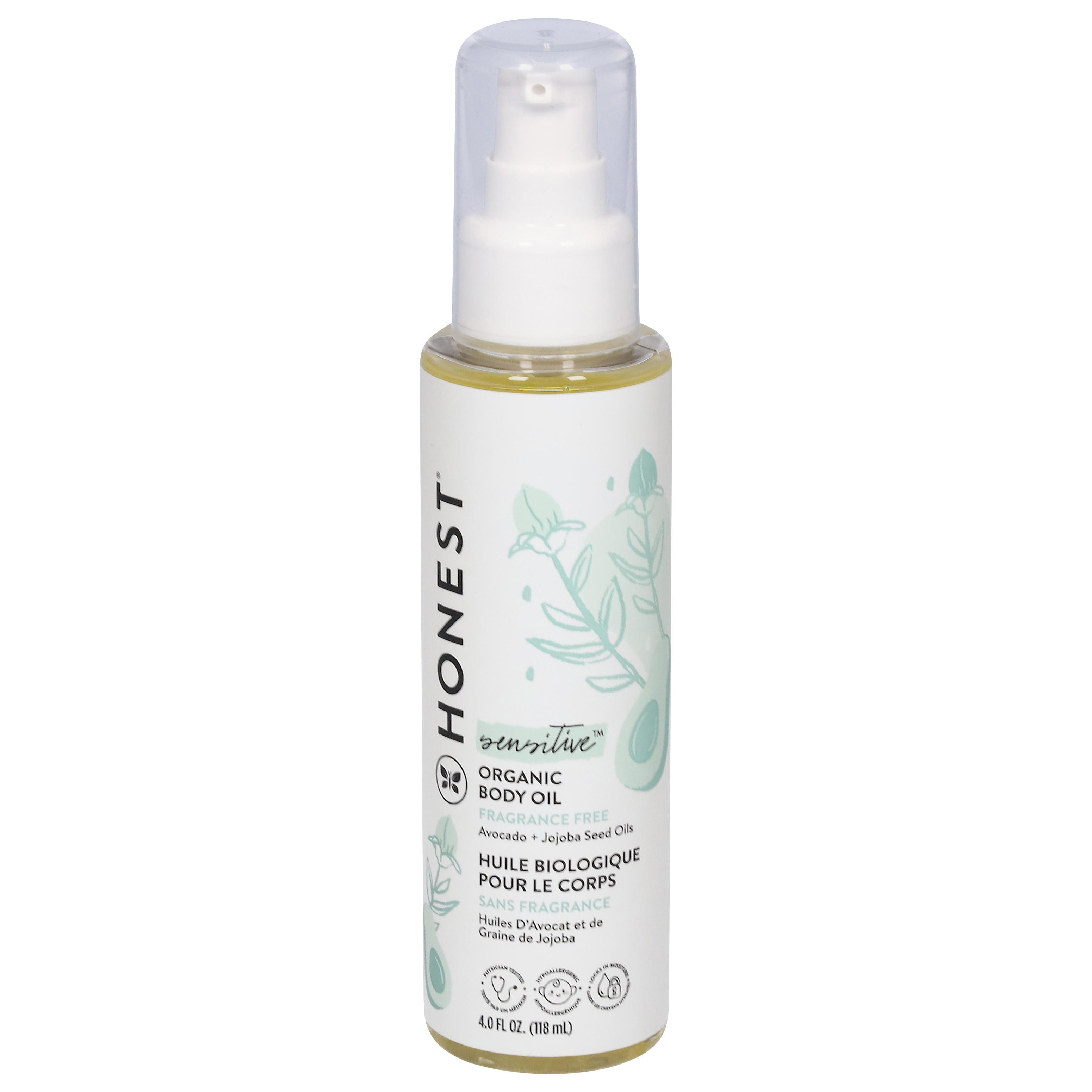 Honest Sensitive Organic Fragrance Free Body Oil