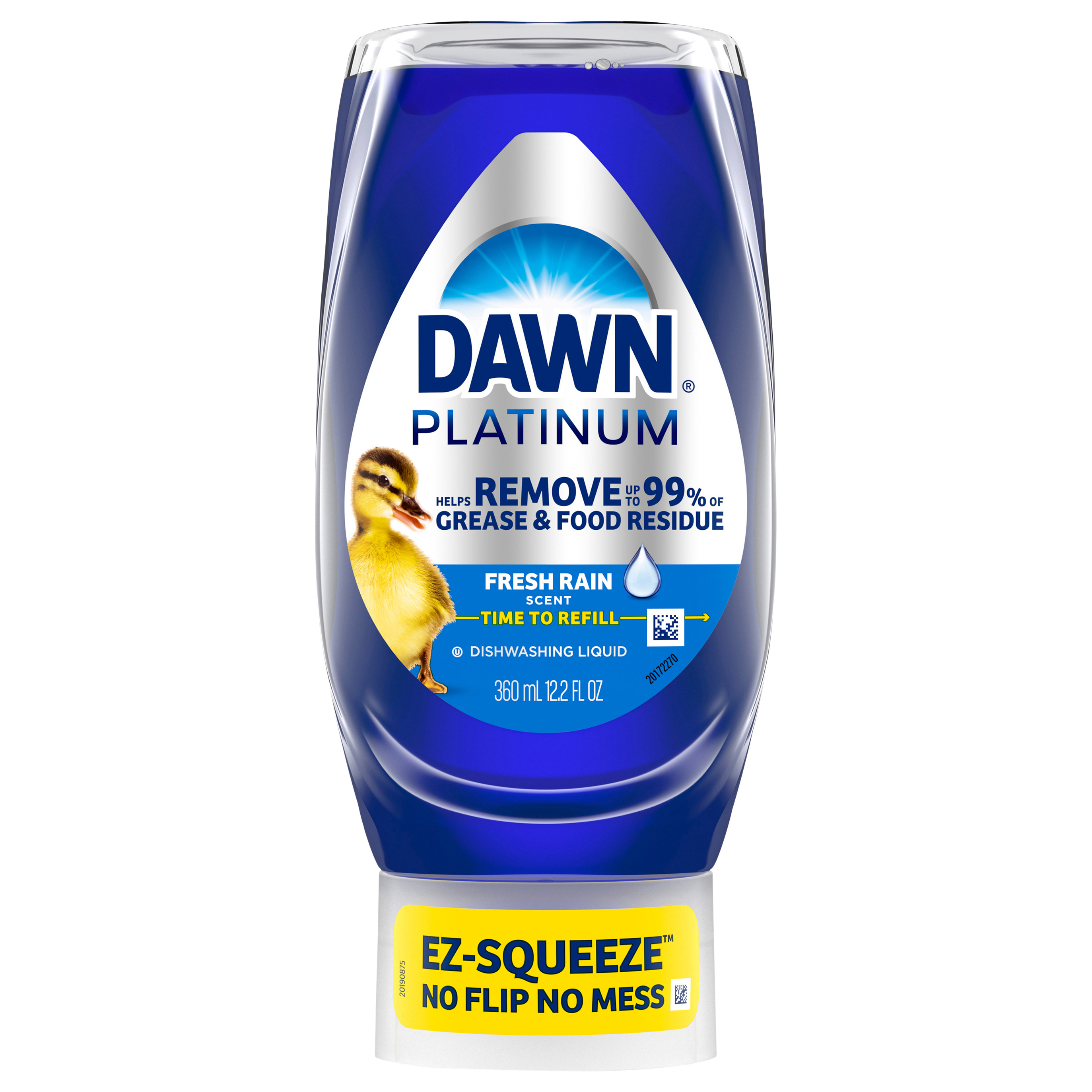 Dawn Platinum EZ-Squeeze Dish Soap Liquid, Dishwashing Liquid, Grease Removal, Fresh Rain, 12.2oz