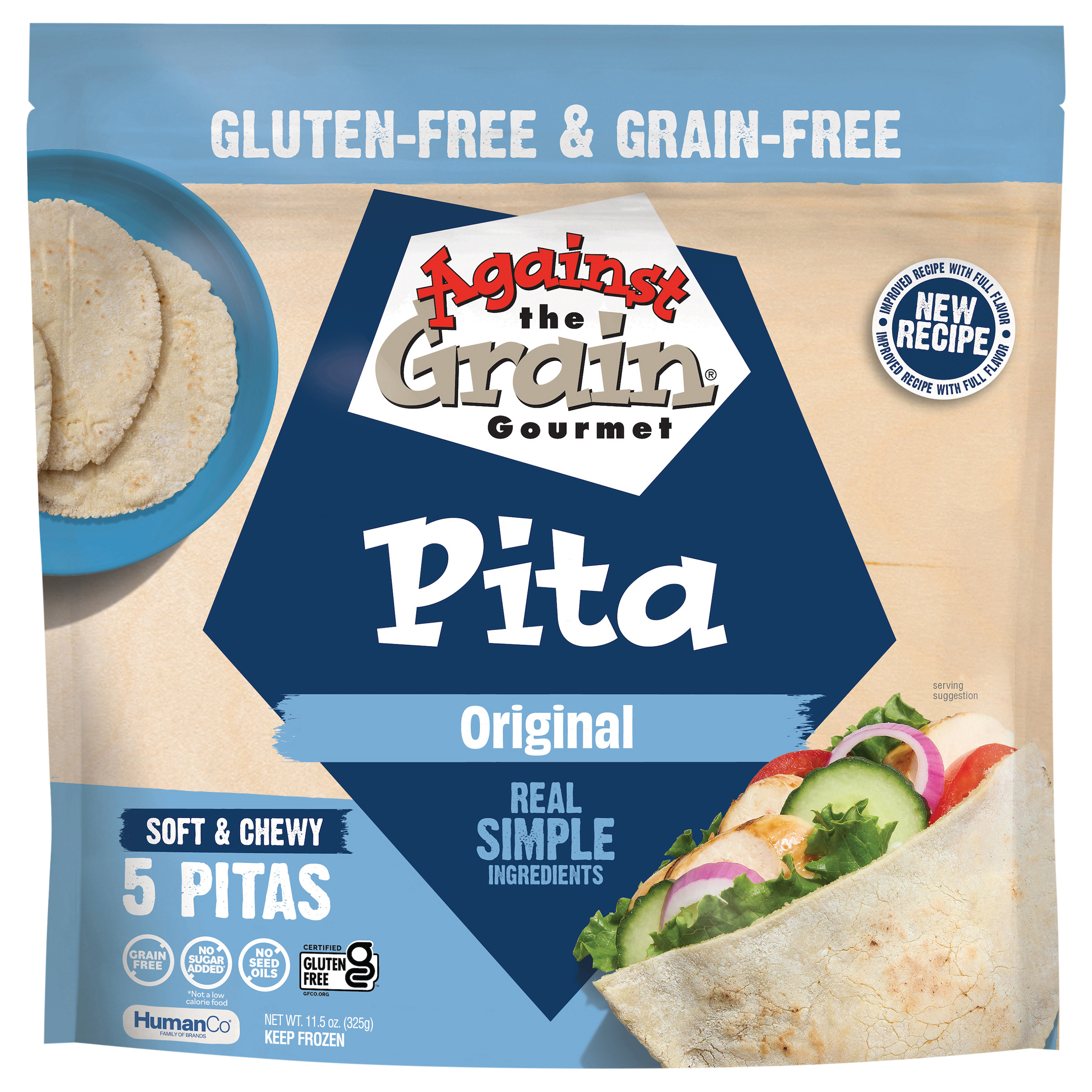 Against the Grain Gourmet Gluten-Free & Grain-Free Soft & Chewy Original Pita