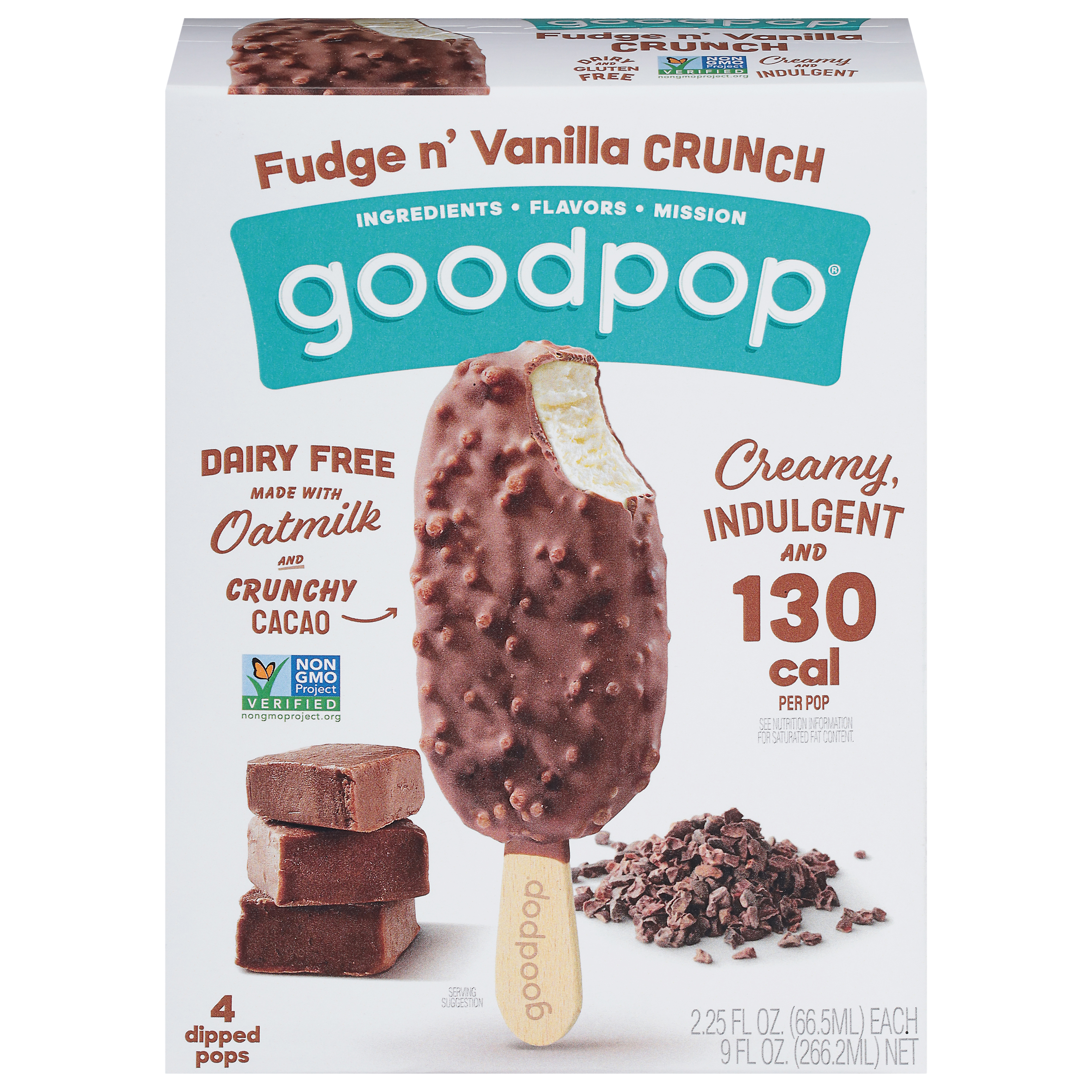 GoodPop Fudge n' Vanilla Crunch Dipped Pops 4 - 2.25 fl oz Pops