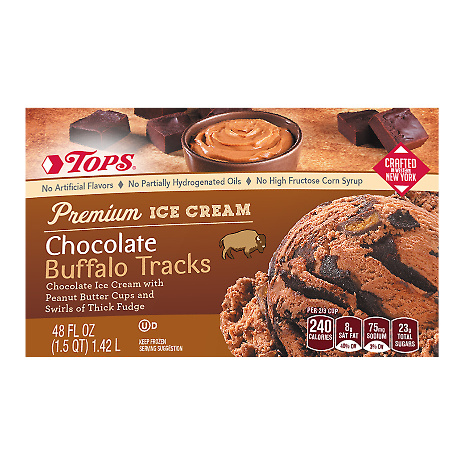Tops Premium Chocolate Buffalo Tracks Ice Cream 48 floz
