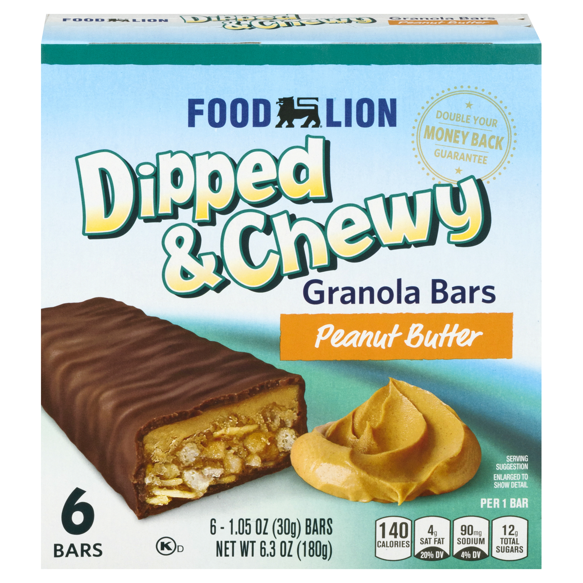 Food Lion Dipped & Chewy Peanut Butter Granola Bars 6 ea Box