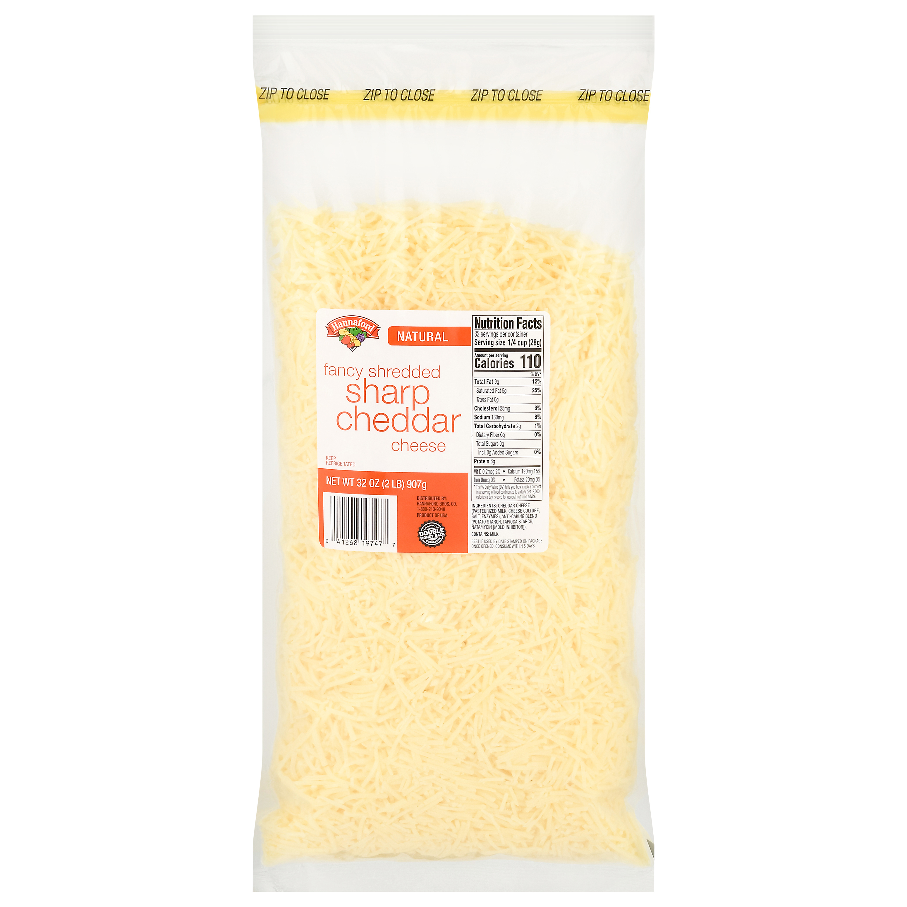 Hannaford Natural Fancy Shredded Sharp Cheddar Cheese 32 oz