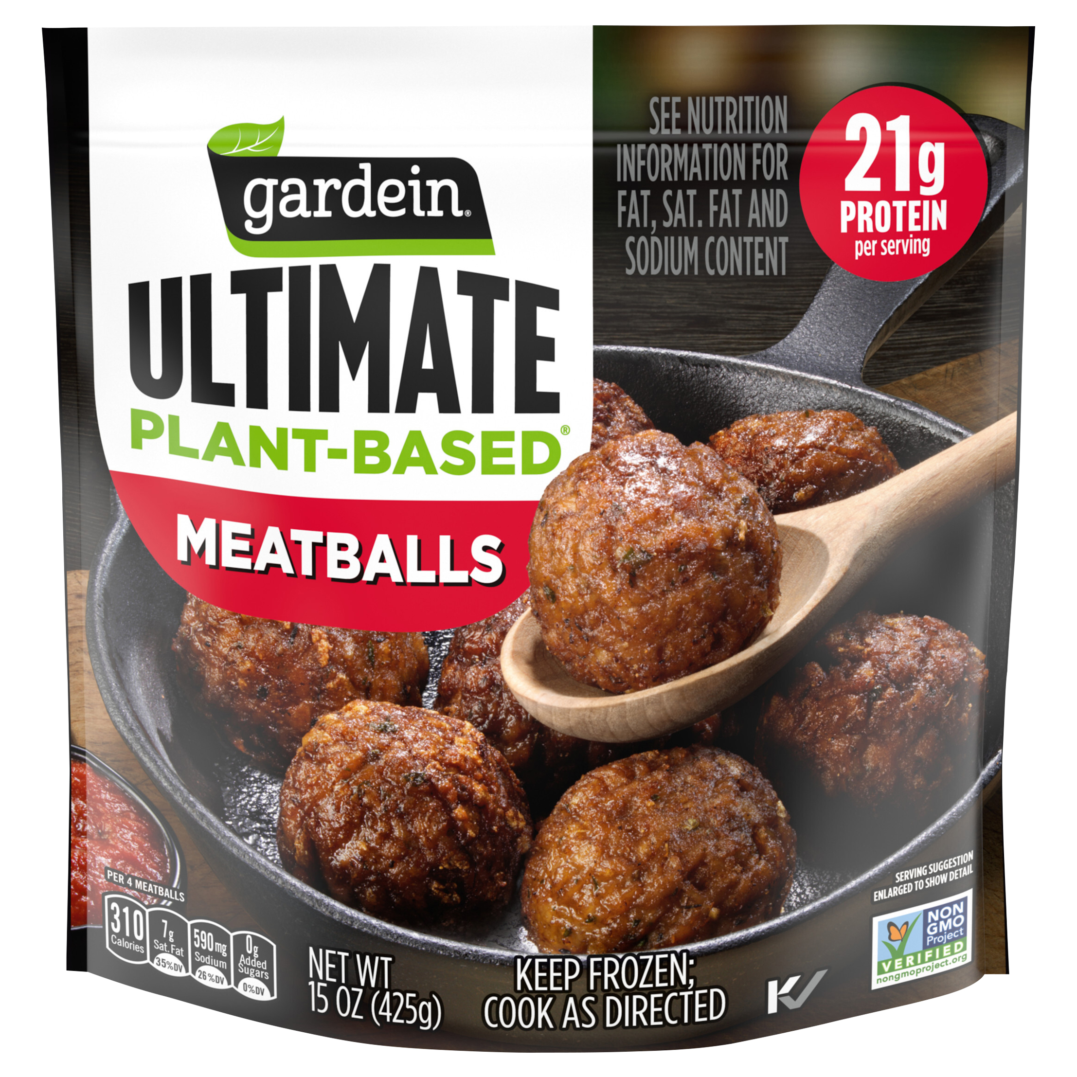 Gardein Ultimate Plant-Based Meatballs, Frozen Meatballs, 15 oz.