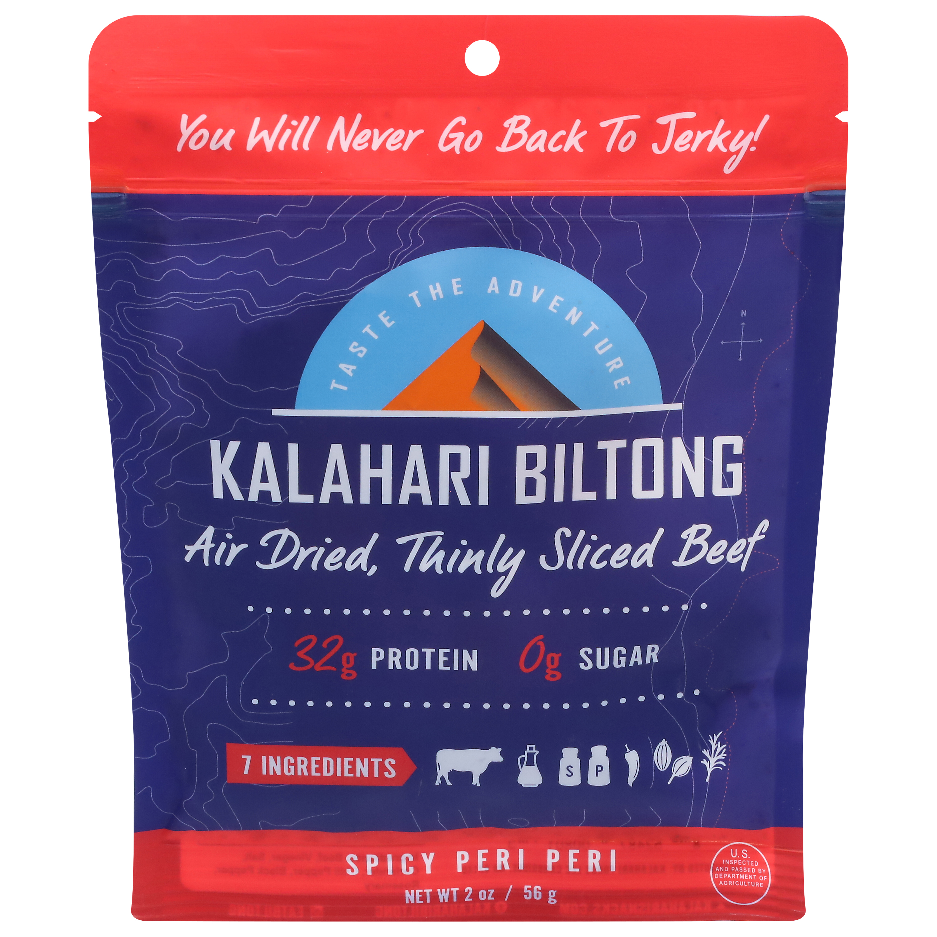 Kalahari Biltong Air Dried Thinly Sliced Spicy Peri Peri Beef