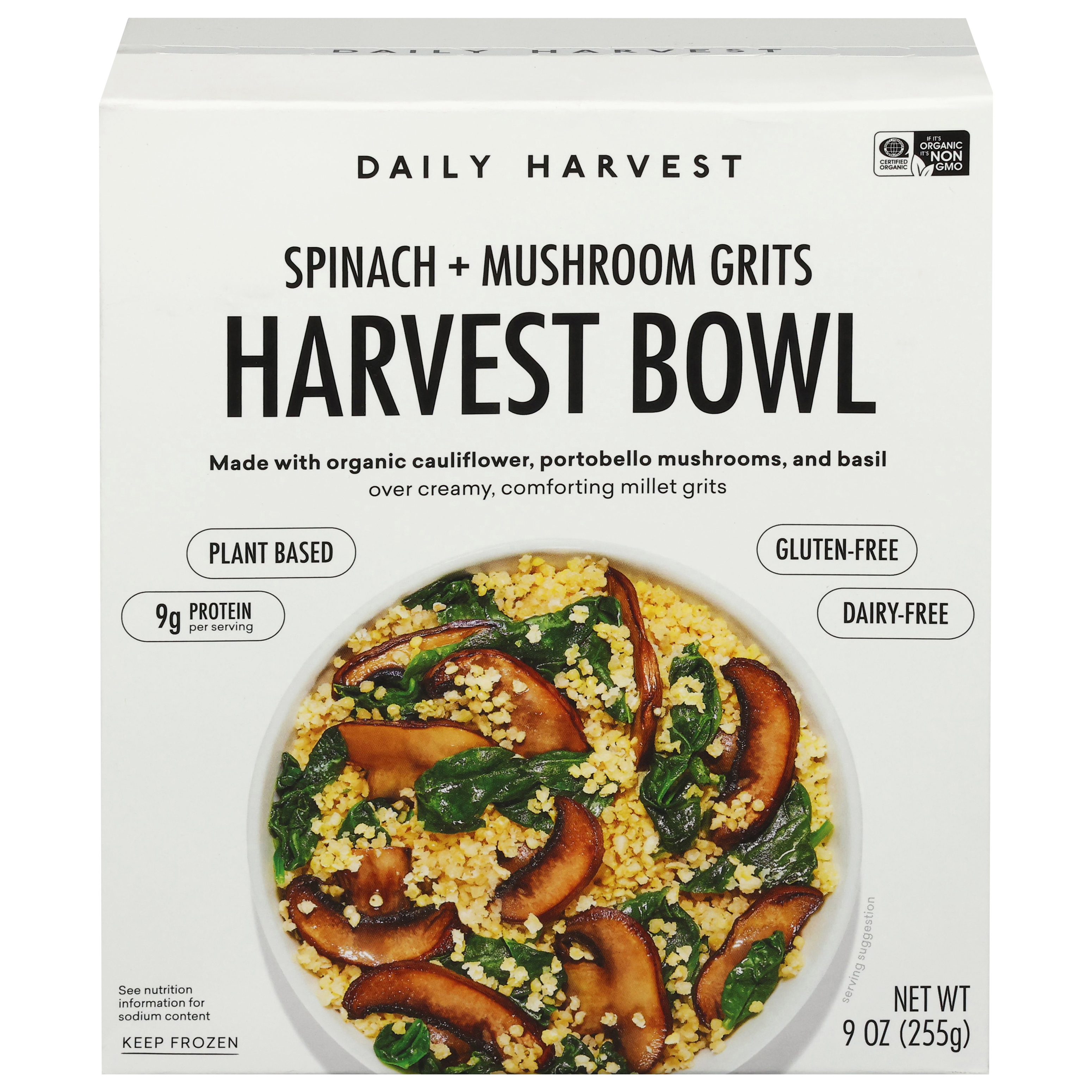 Daily Harvest Spinach + Mushroom Grits Harvest Bowl