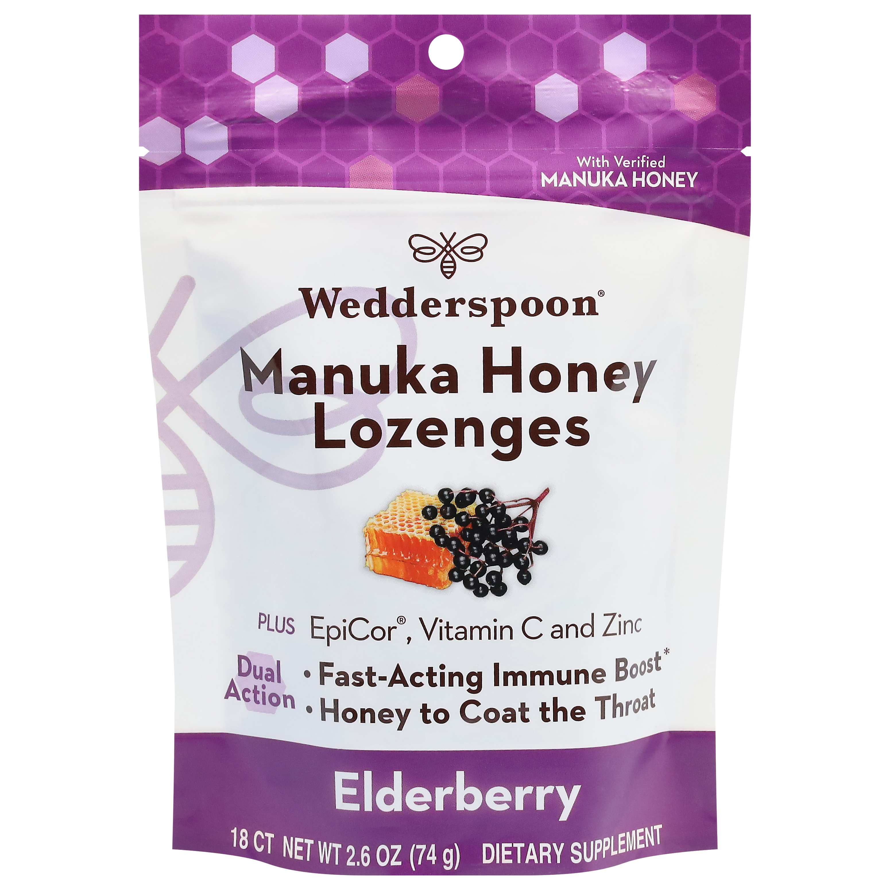 Wedderspoon Manuka Honey Elderberry Lozenges