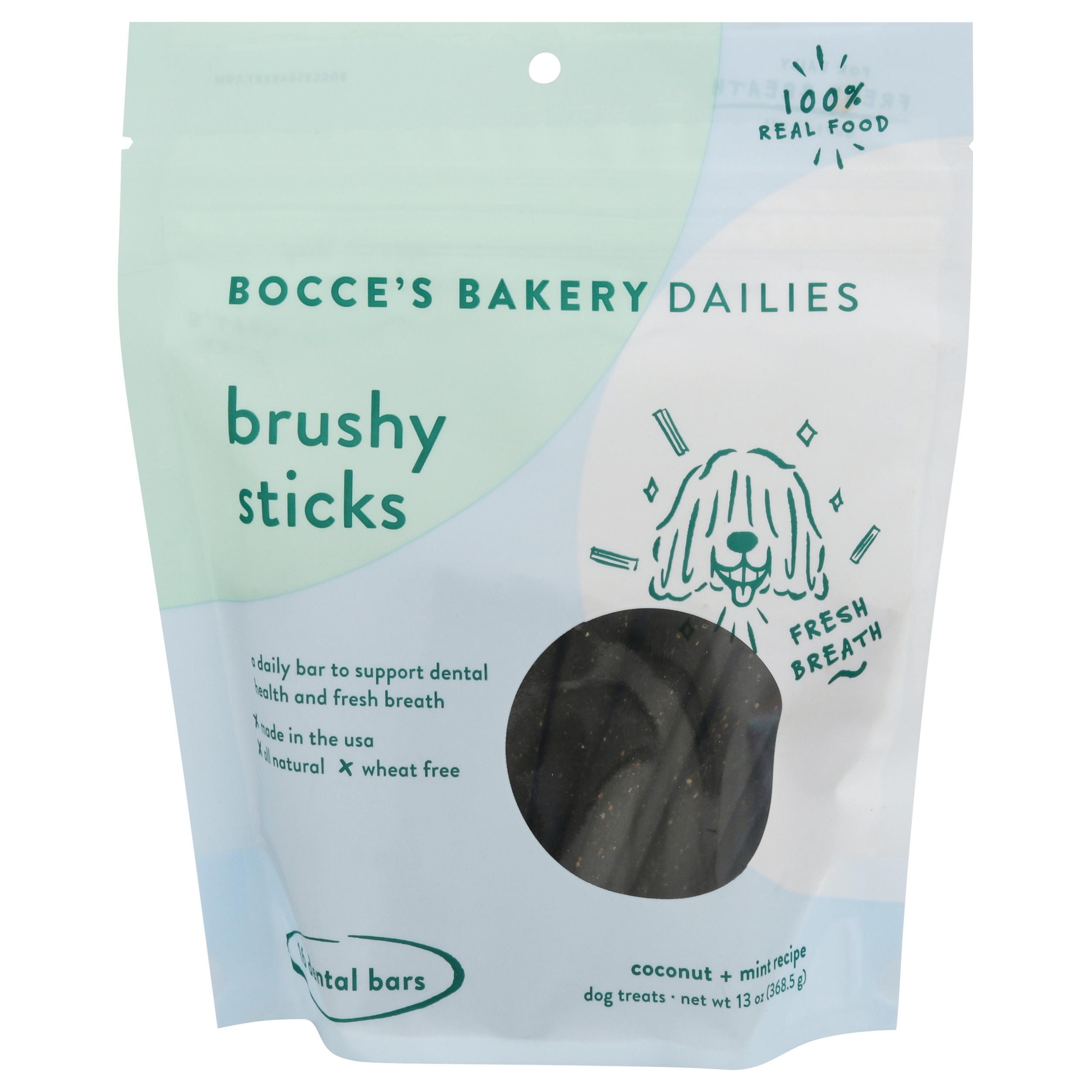 Bocce's Bakery Dailies Brushy Sticks Coconut + Mint Recipe Dental Bars
