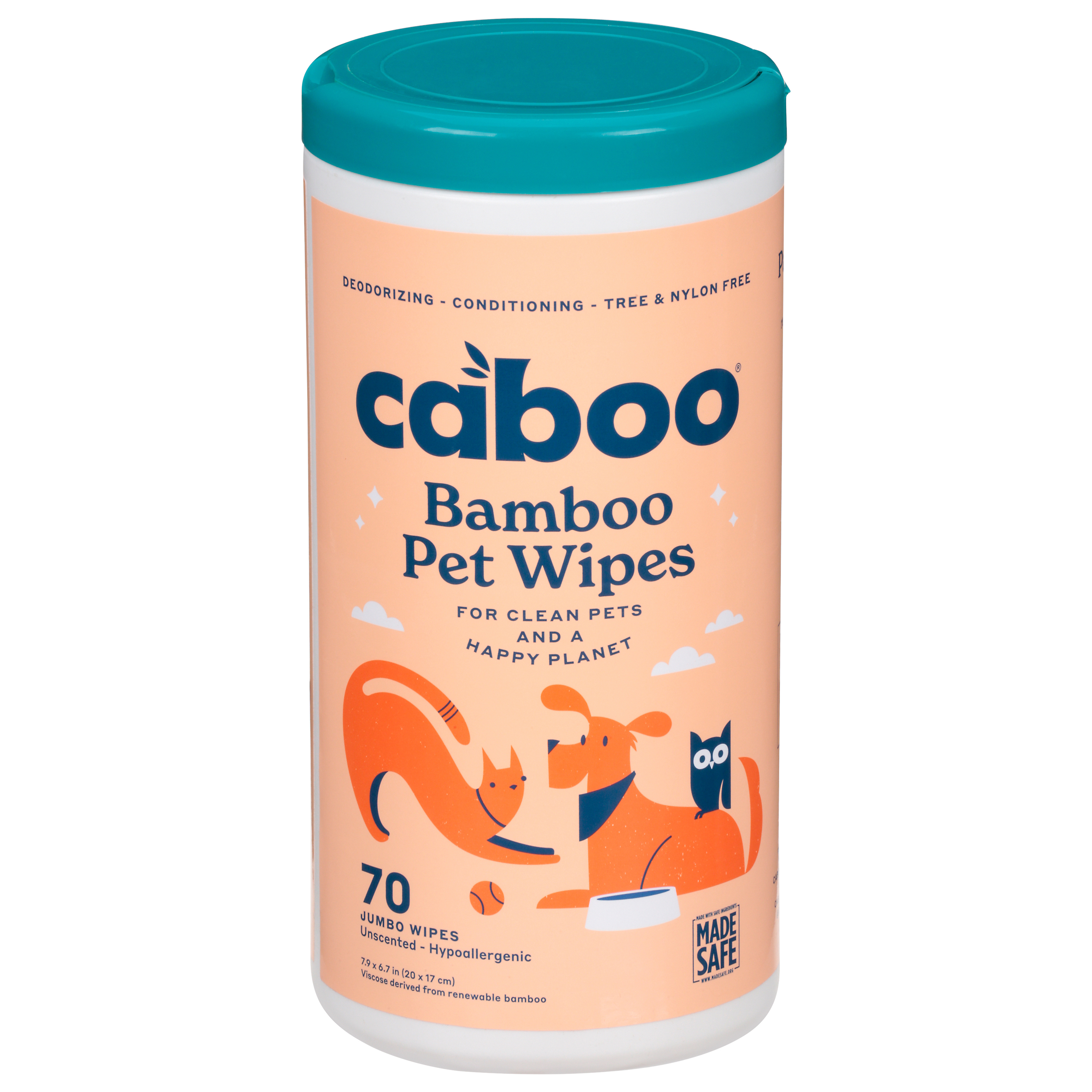 Caboo Unscented Jumbo Bamboo Pet Wipes