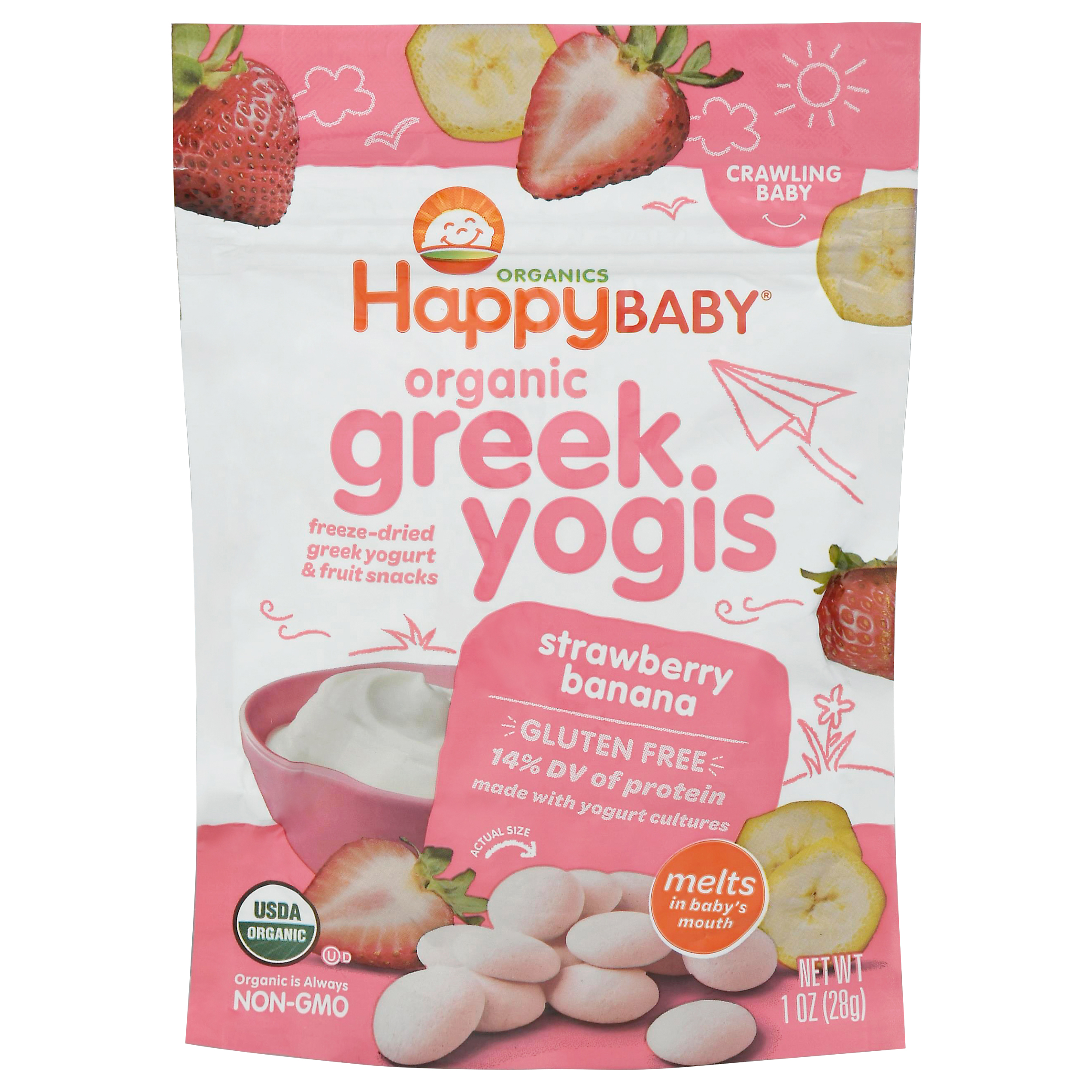 HappyBaby Organics Crawling Baby Strawberry Banana Greek Yogis