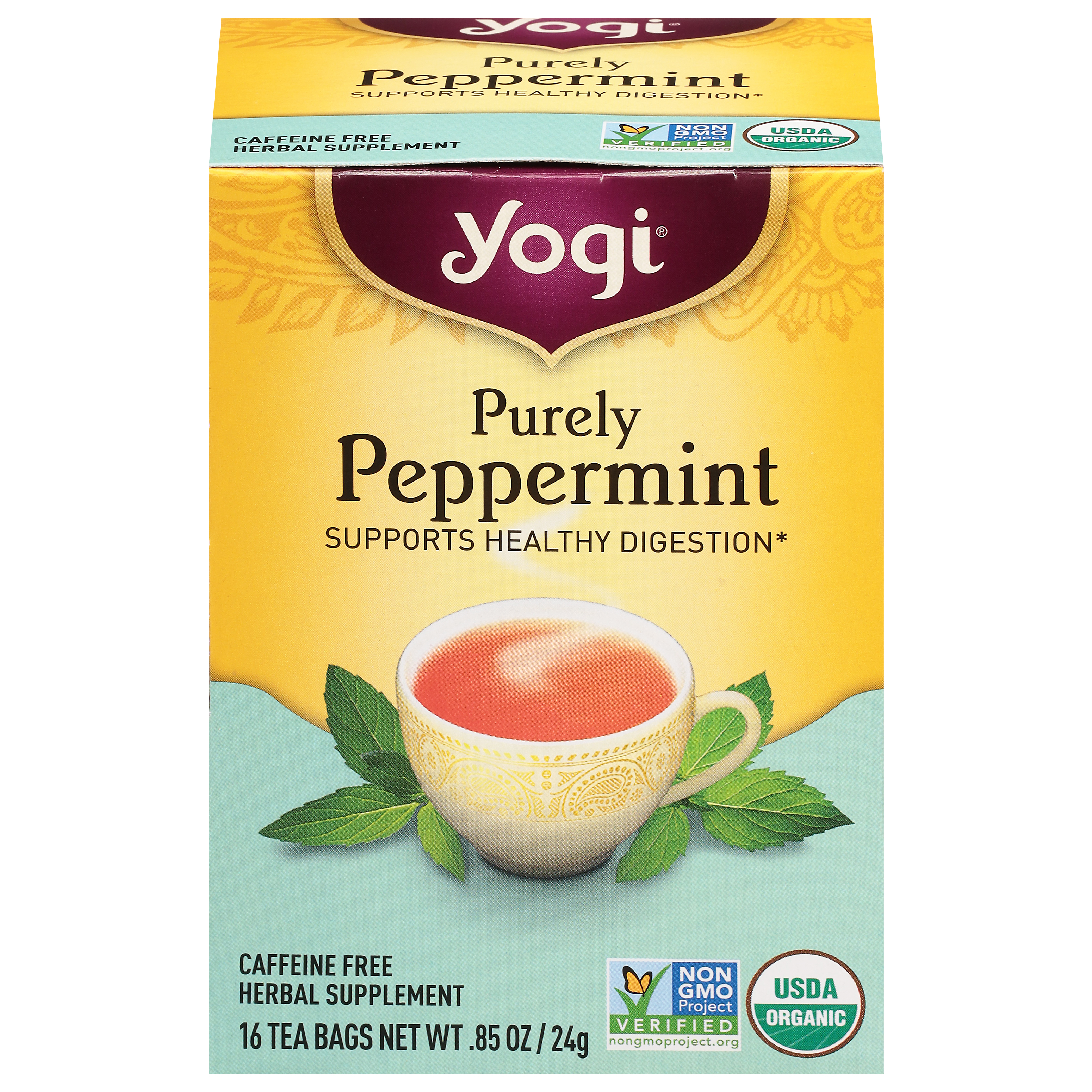 Yogi Bags Caffeine Free Purely Peppermint Tea