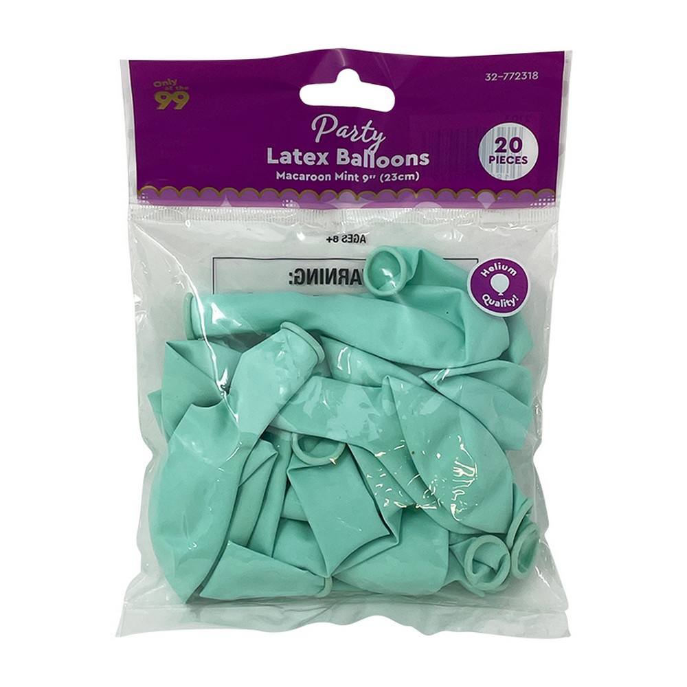 Party Balloons, Latex, Macaroon Mint 20 ct