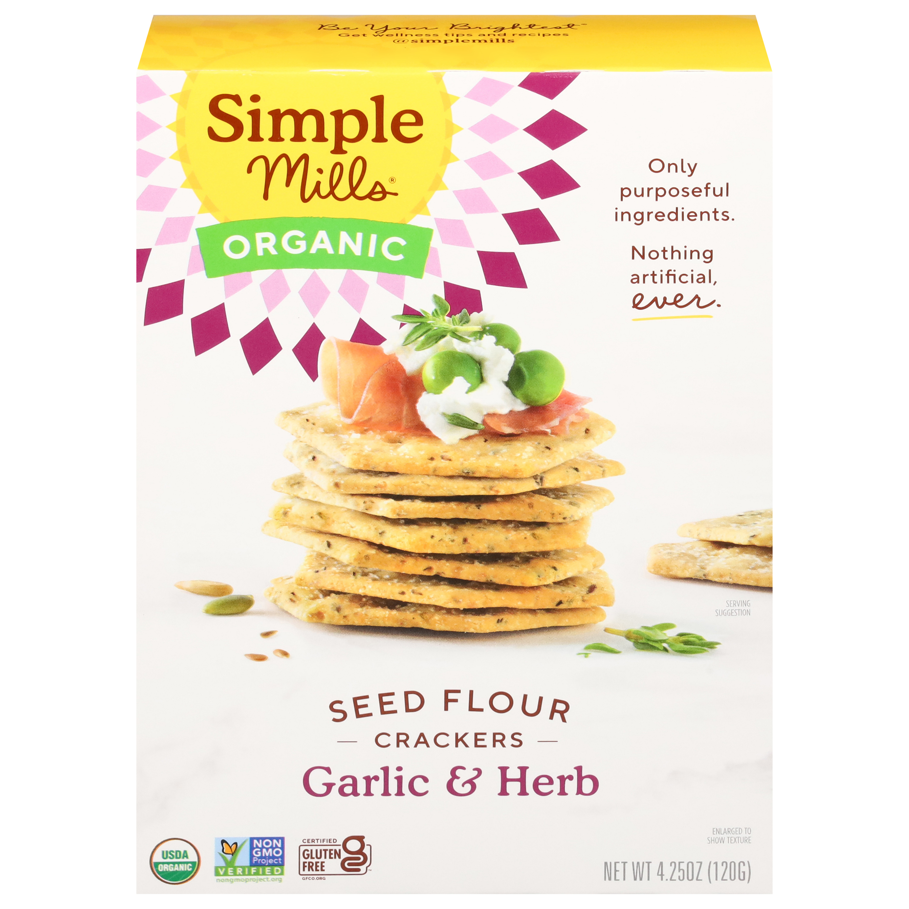 Simple Mills Seed Flour Garlic & Herb Crackers