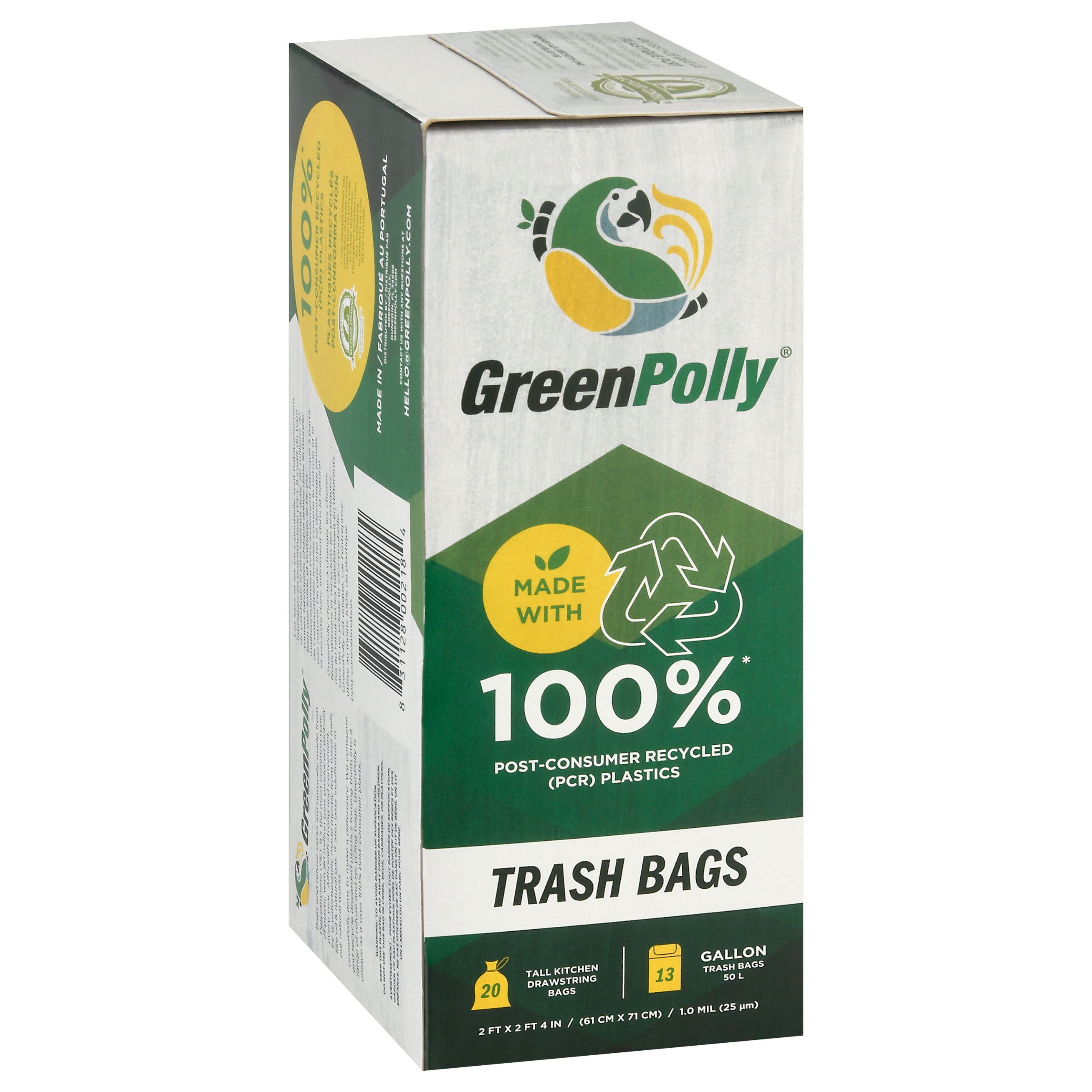 GreenPolly 13 Gallon Drawstring Trash Bags