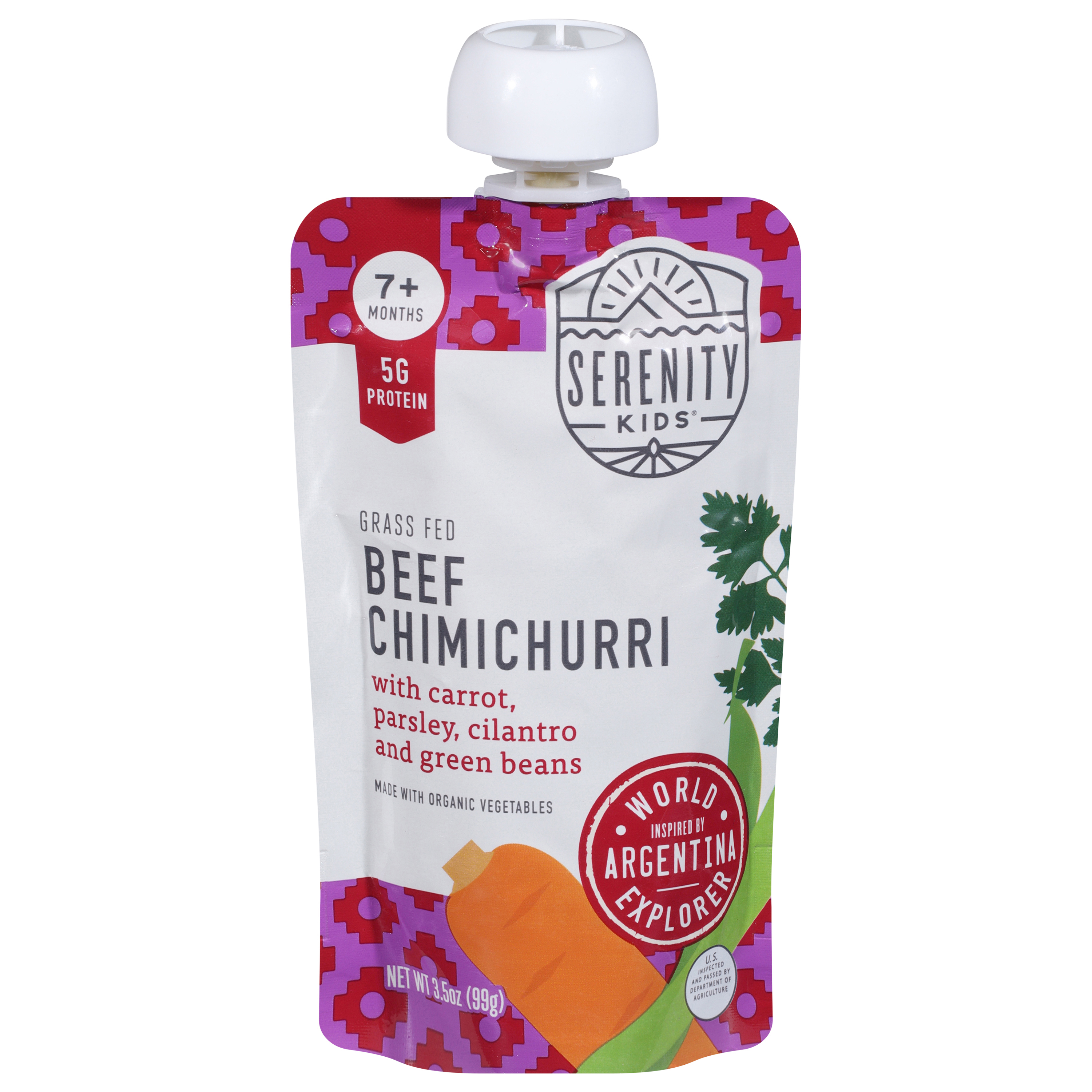 Serenity Kids Beef Chimichurri with Organic Vegetables Pouch,