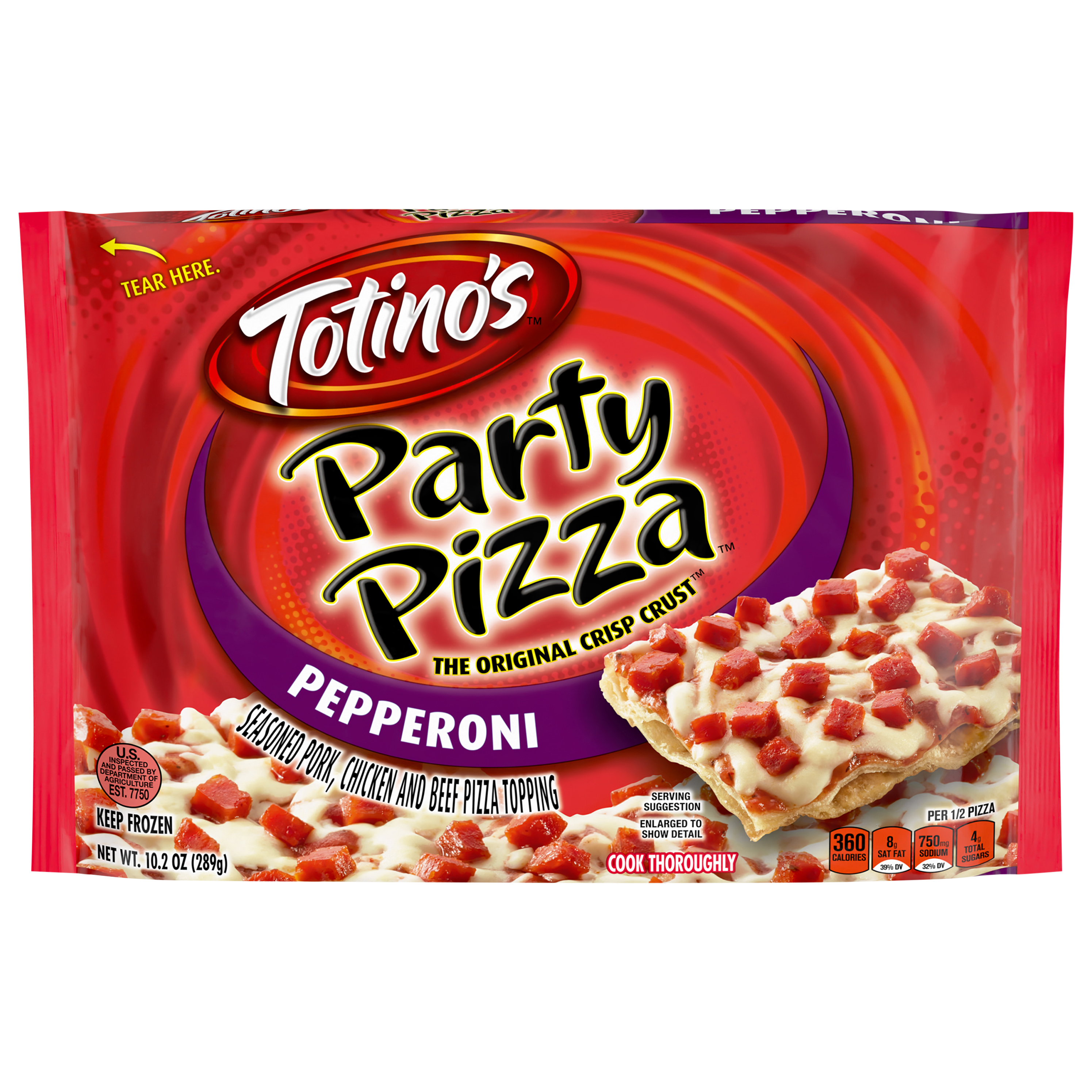 Totino's Party Pizza, Pepperoni, Frozen Snacks, 1 Ct, 10.2 oz