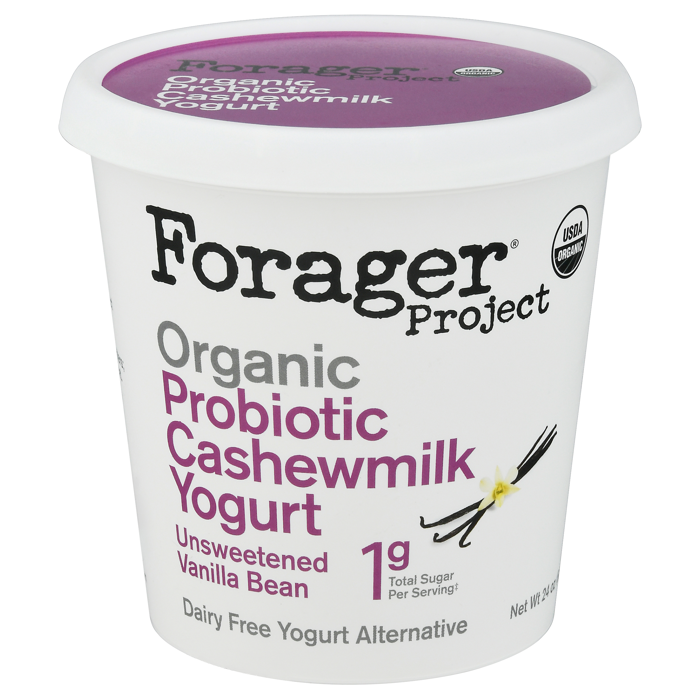 Forager Project Dairy Free Organic Probiotic Unsweetened Vanilla Bean Cashewmilk Yogurt