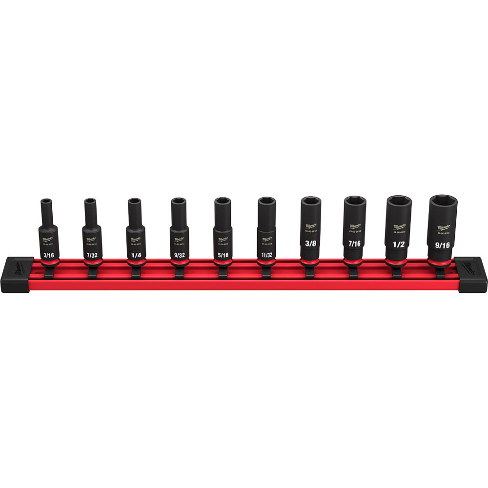Product image for Milwaukee 49-66-7001 10pc SHOCKWAVE™ Impact Duty 1/4" Drive SAE Deep 6-Point Socket Set