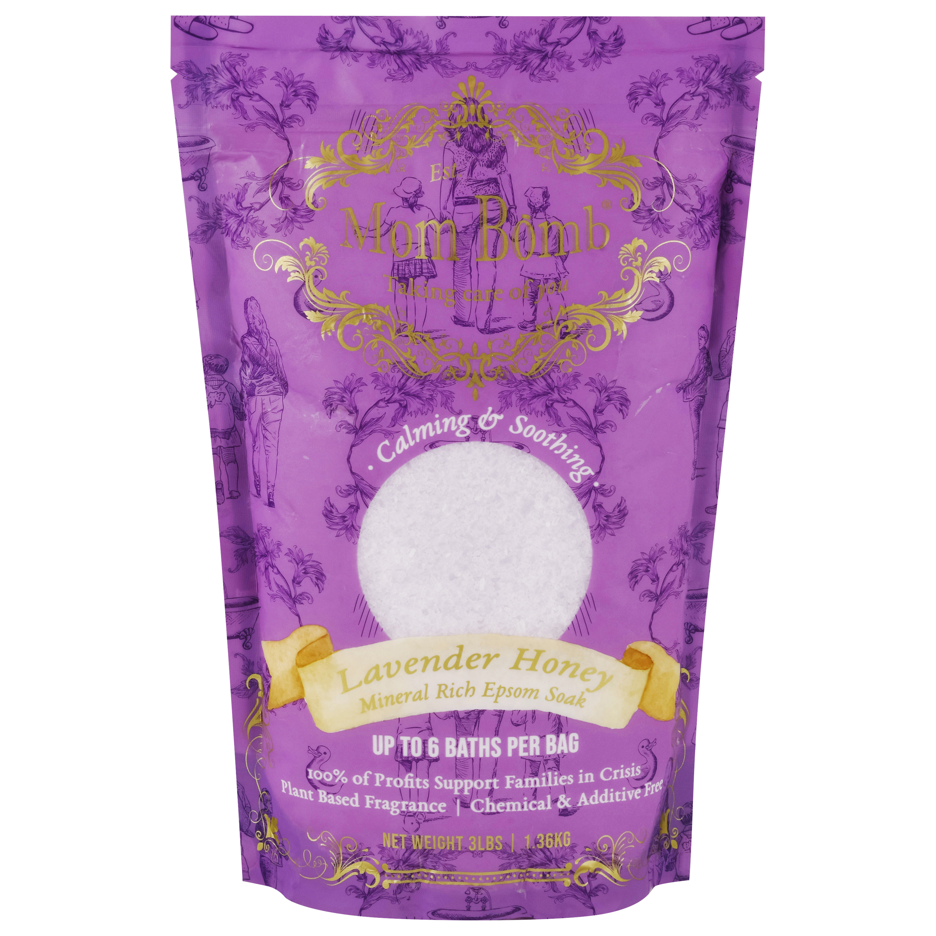 Mom Bomb Calming & Soothing Mineral Rich Lavender Honey Epsom Salt