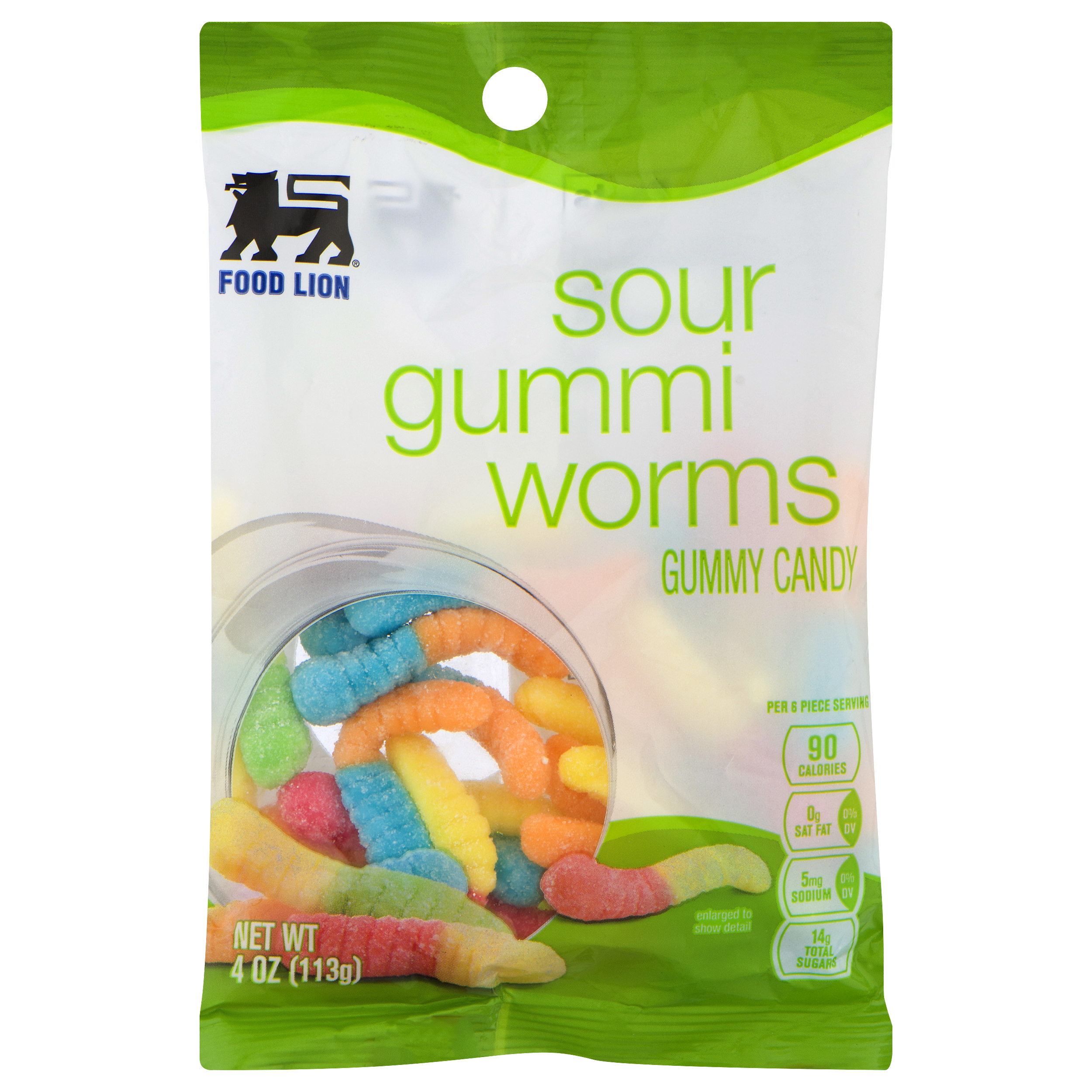 Food Lion Gummy Candy, Sour Gummi Worms, Bag