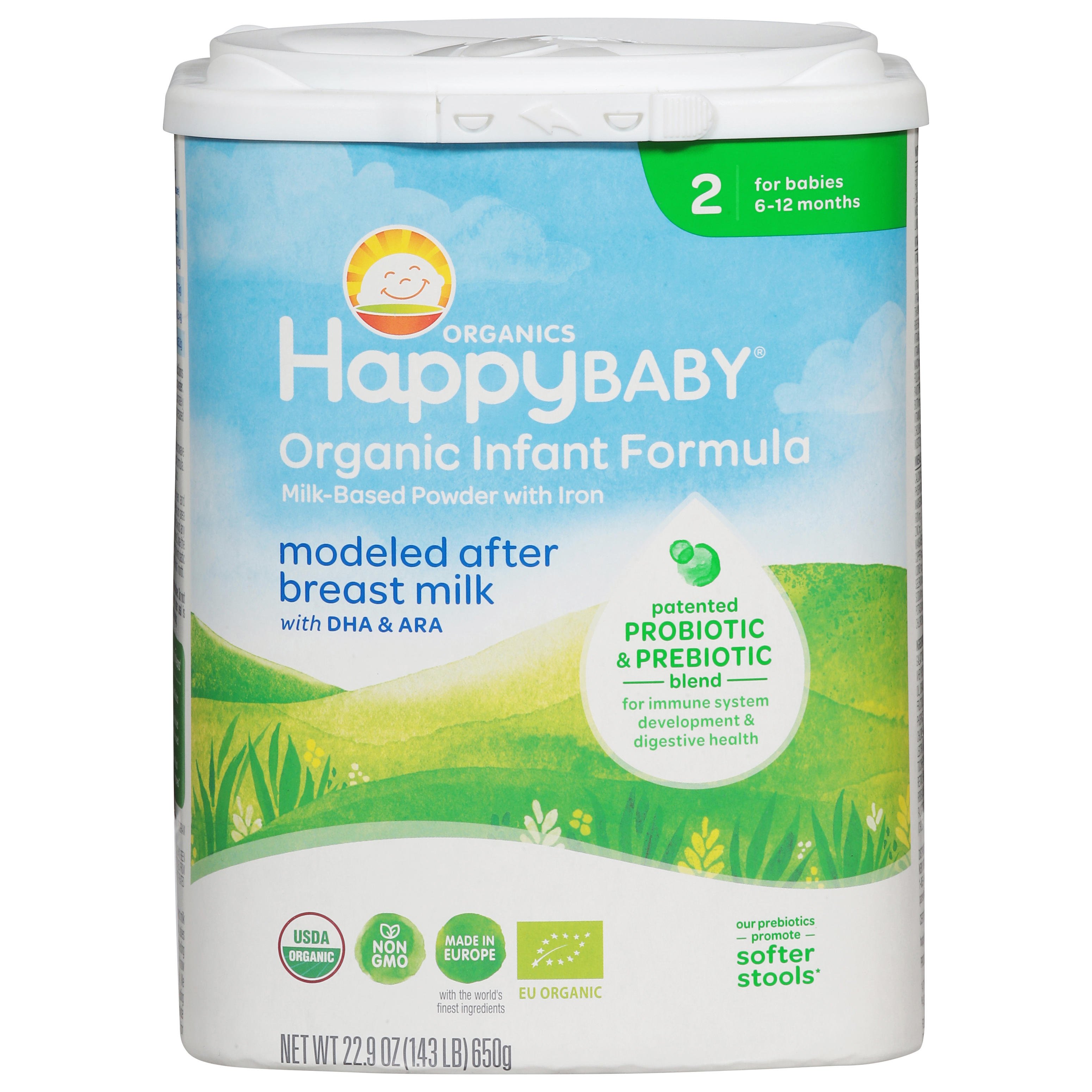 Happy Baby Organics Organic Stage 2 (6-12 Months) Milk-Based Powder Infant Formula with Iron