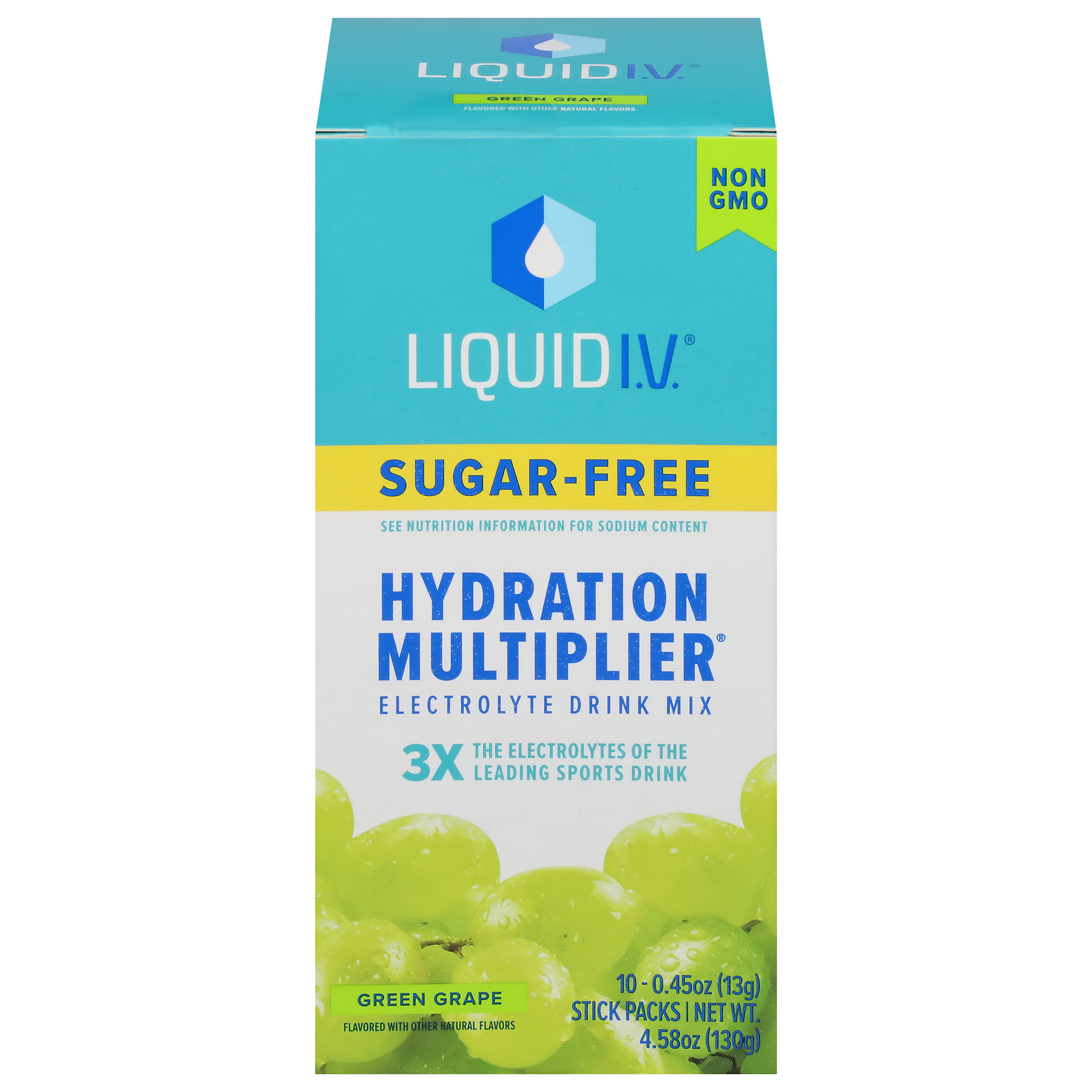 Liquid I.V. Hydration Multiplier Sugar-Free Green Grape Electrolyte Drink Mix 10 - 0.45 oz Stick Packs