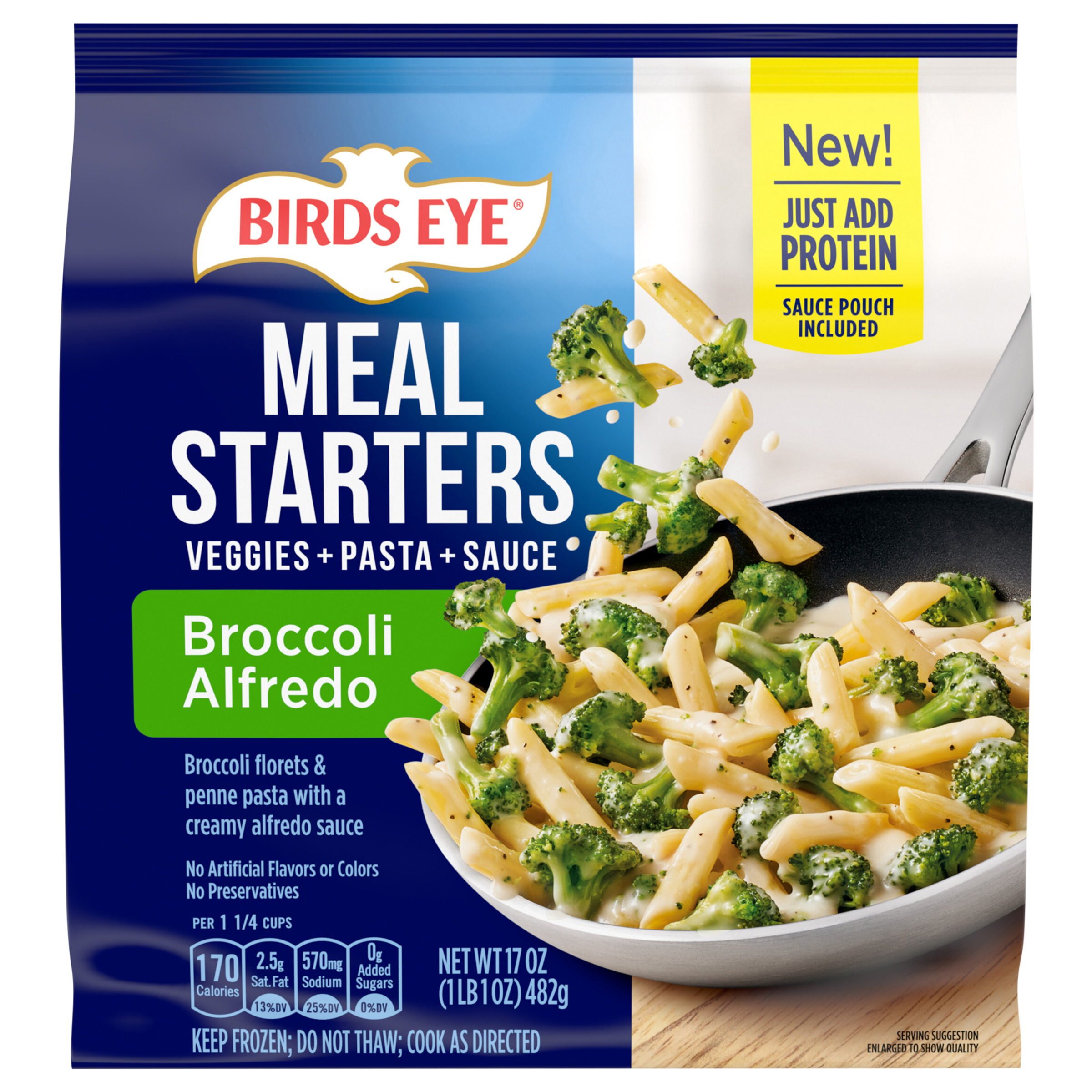 Birds Eye Veggies + Pasta + Sauce, Broccoli Alfredo, Meal Starters, 17 Ounce