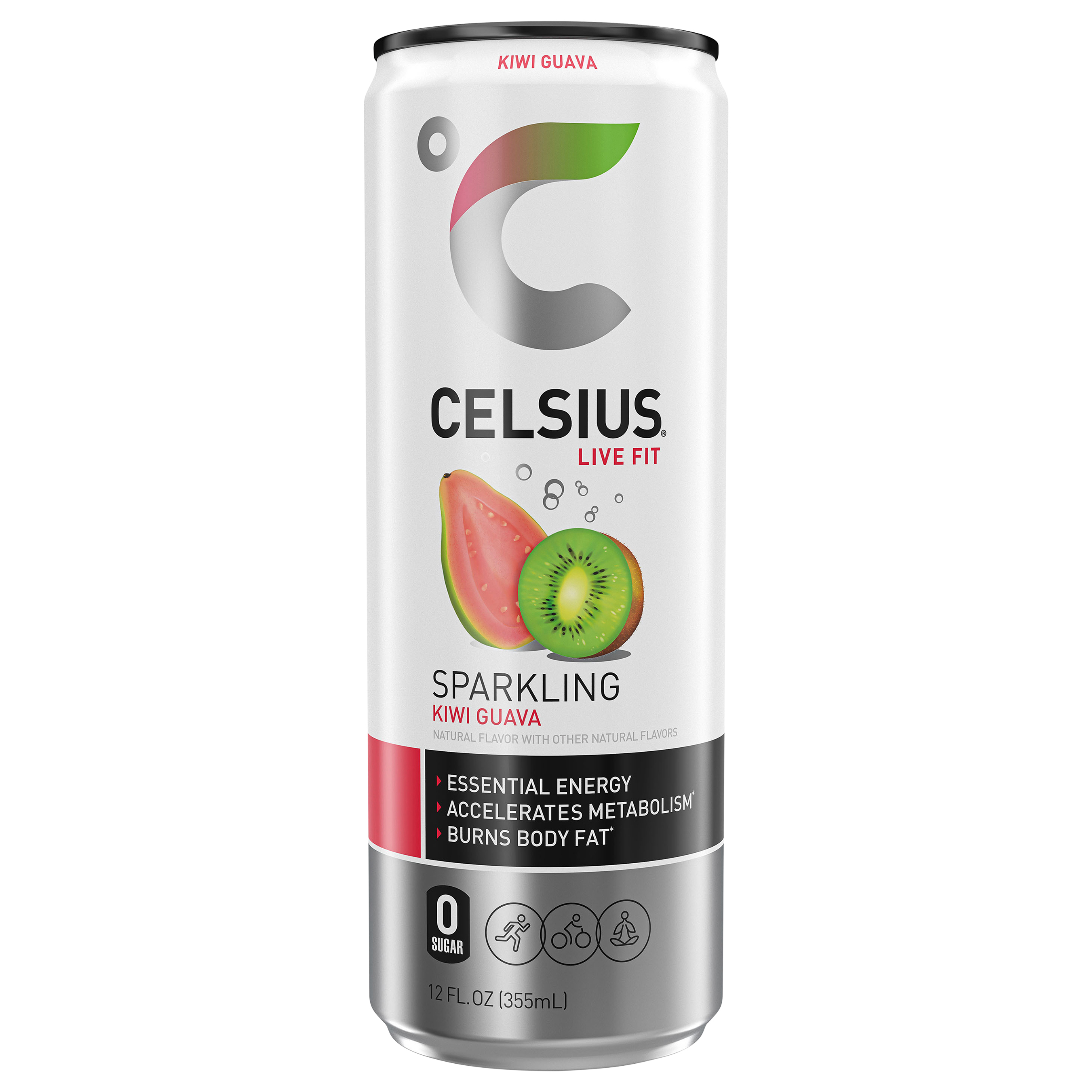 CELSIUS Sparkling Kiwi Guava, Functional Essential Energy Drink 12 Fl Oz Single Can