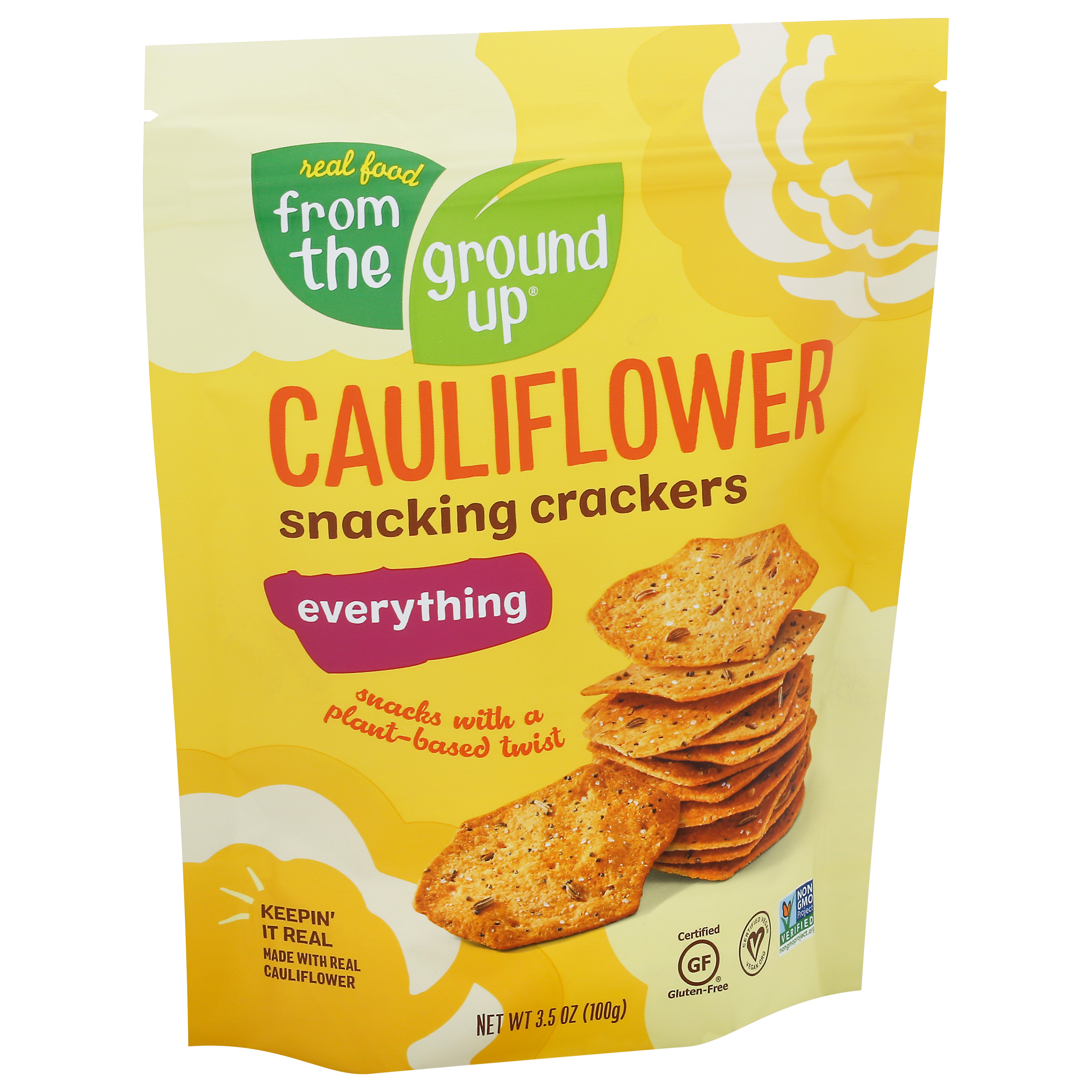From The Ground Up Everything Cauliflower Snacking Crackers 3.5 oz Pouch