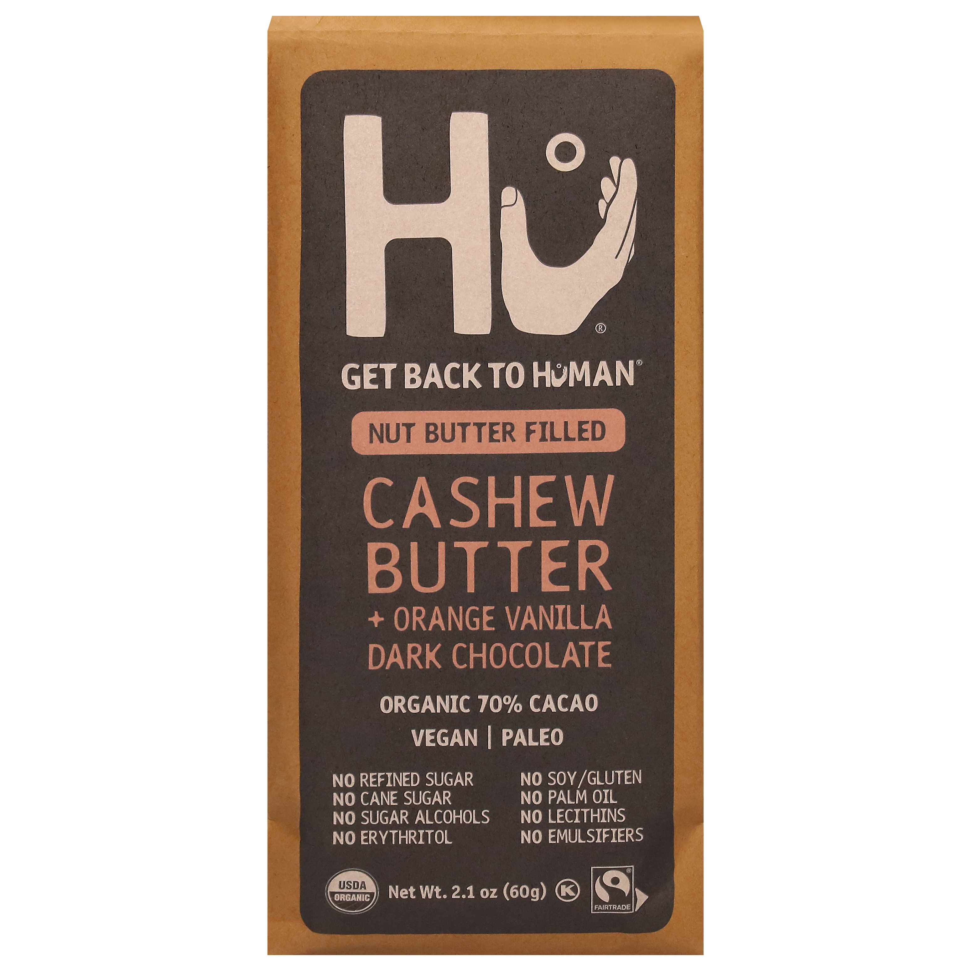 Hu Organic 70% Cacao Cashew Butter + Orange Vanilla Dark Chocolate