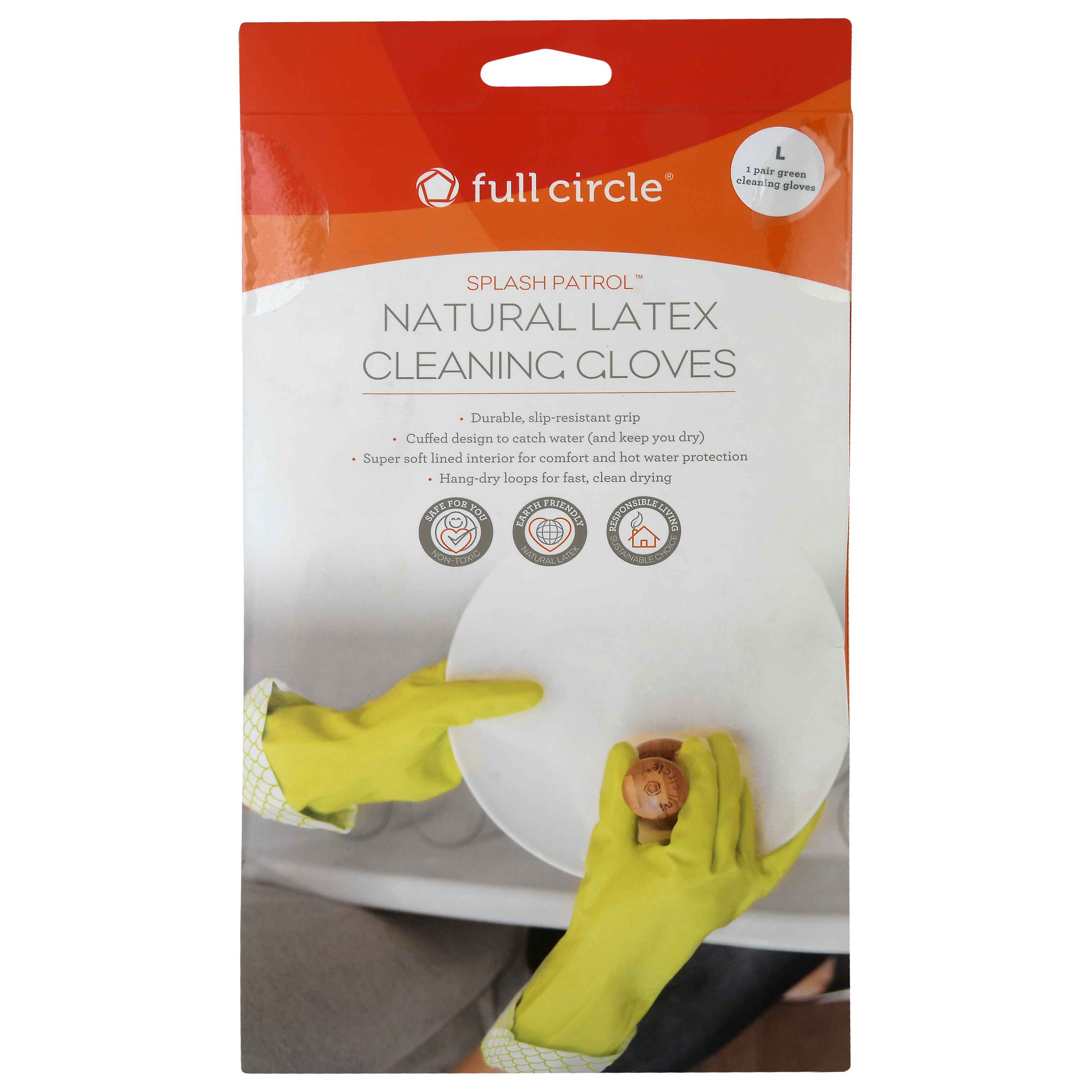 Full Circle Splash Patrol Large Natural Latex Cleaning Gloves