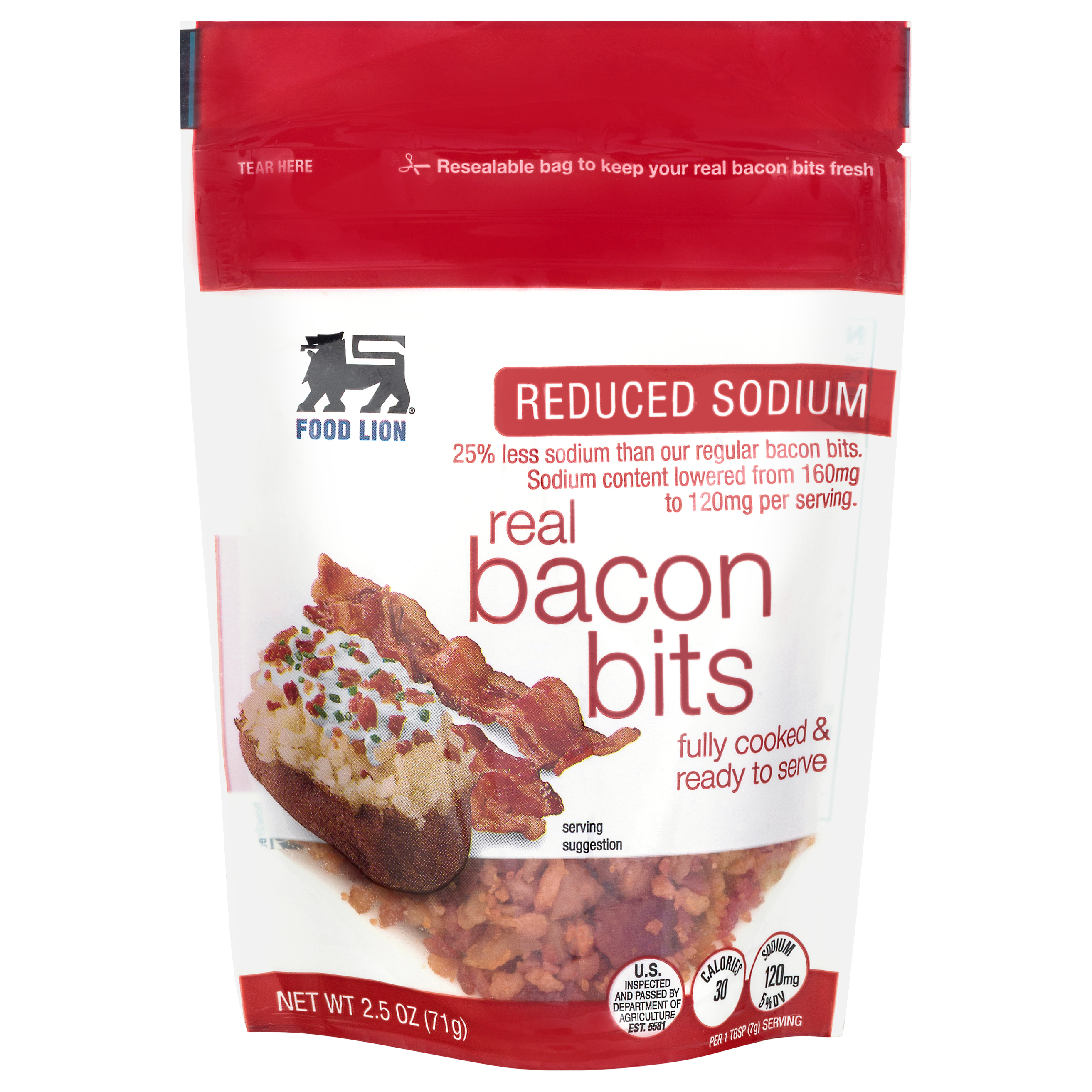 Food Lion Reduced Sodium Real Bacon Bits 2.5 oz Resealable Bag