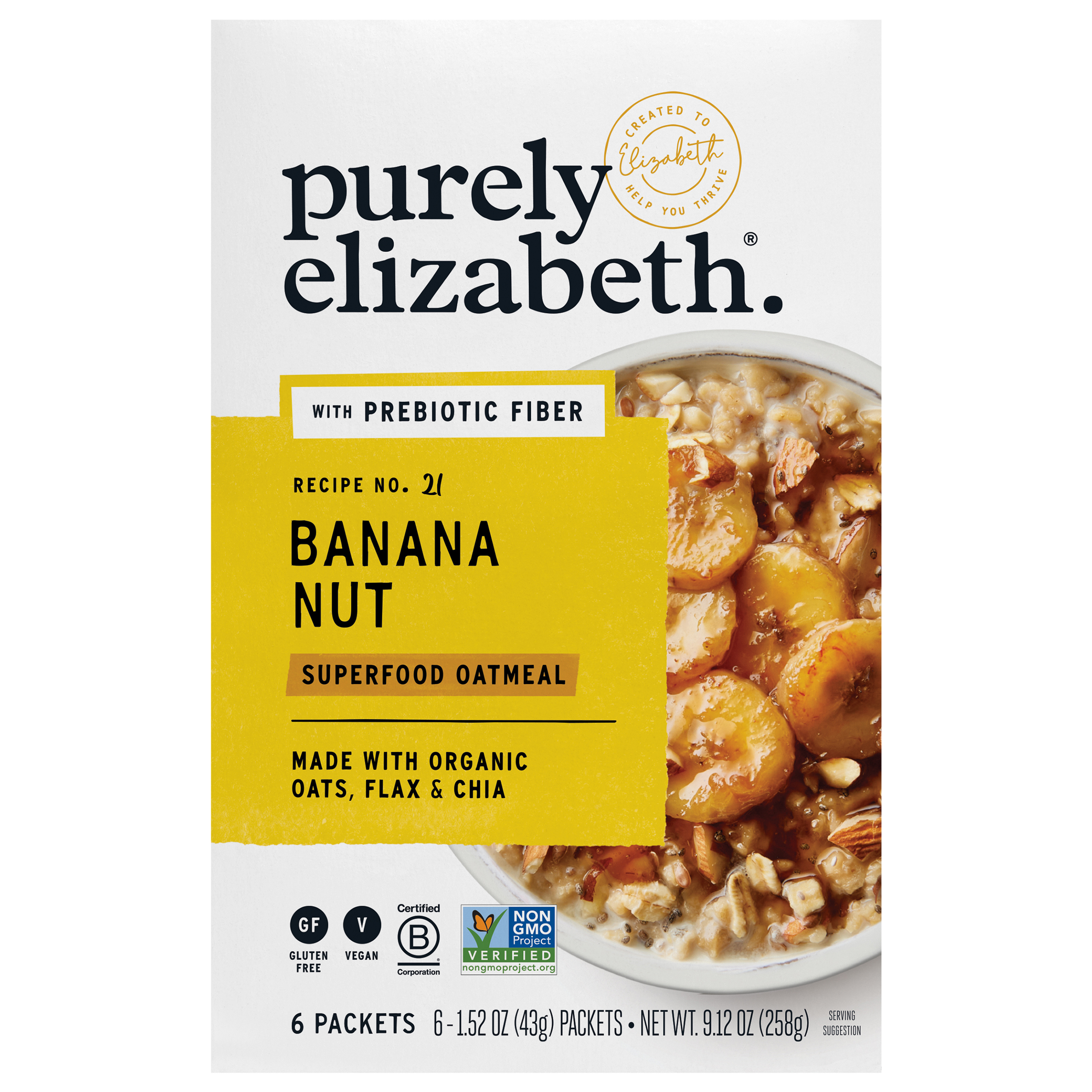 Purely Elizabeth Banana Nut Superfood Oatmeal with Prebiotic Fiber Multipack