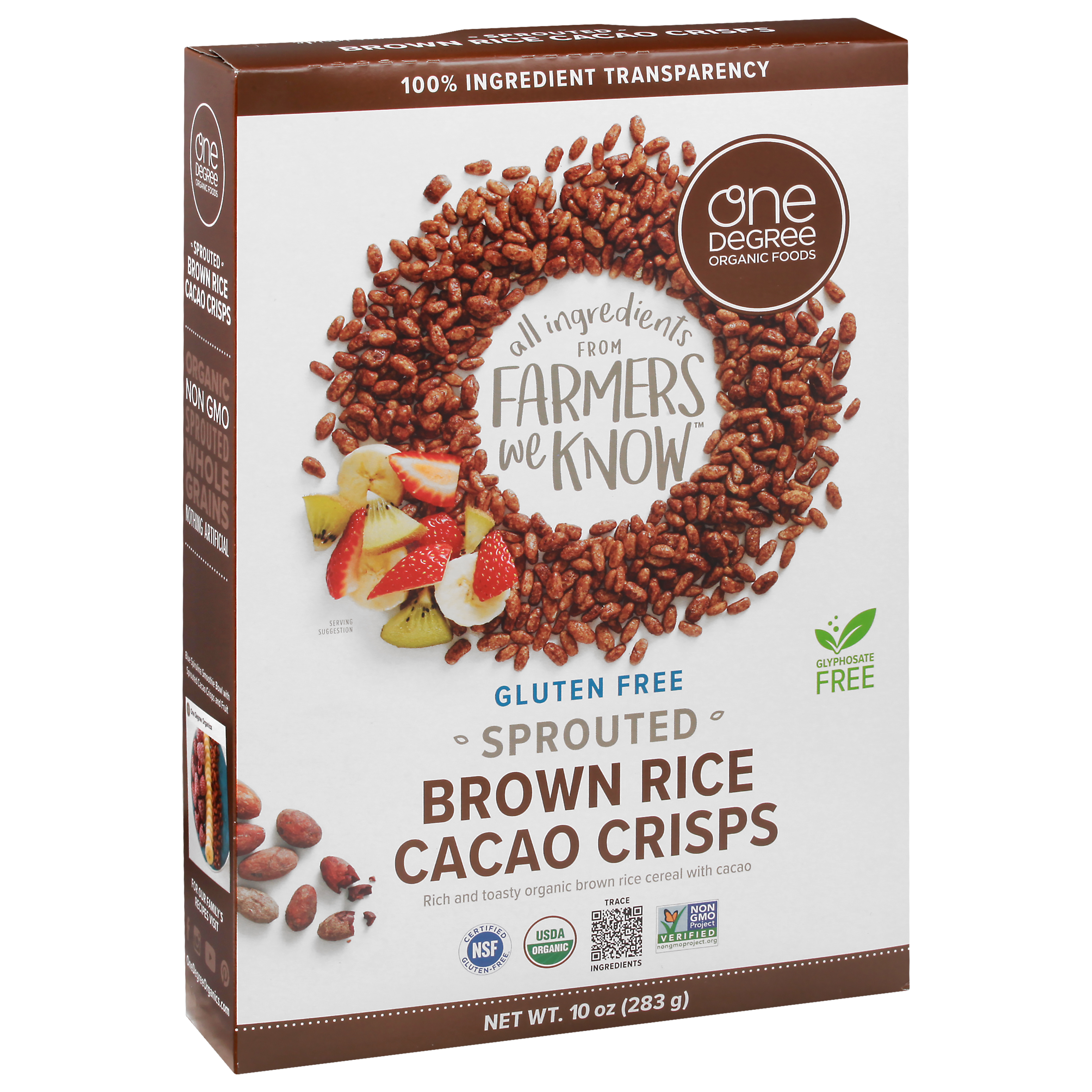 One Degree Organic Foods Gluten Free Sprouted Brown Rice Cacao Crisps