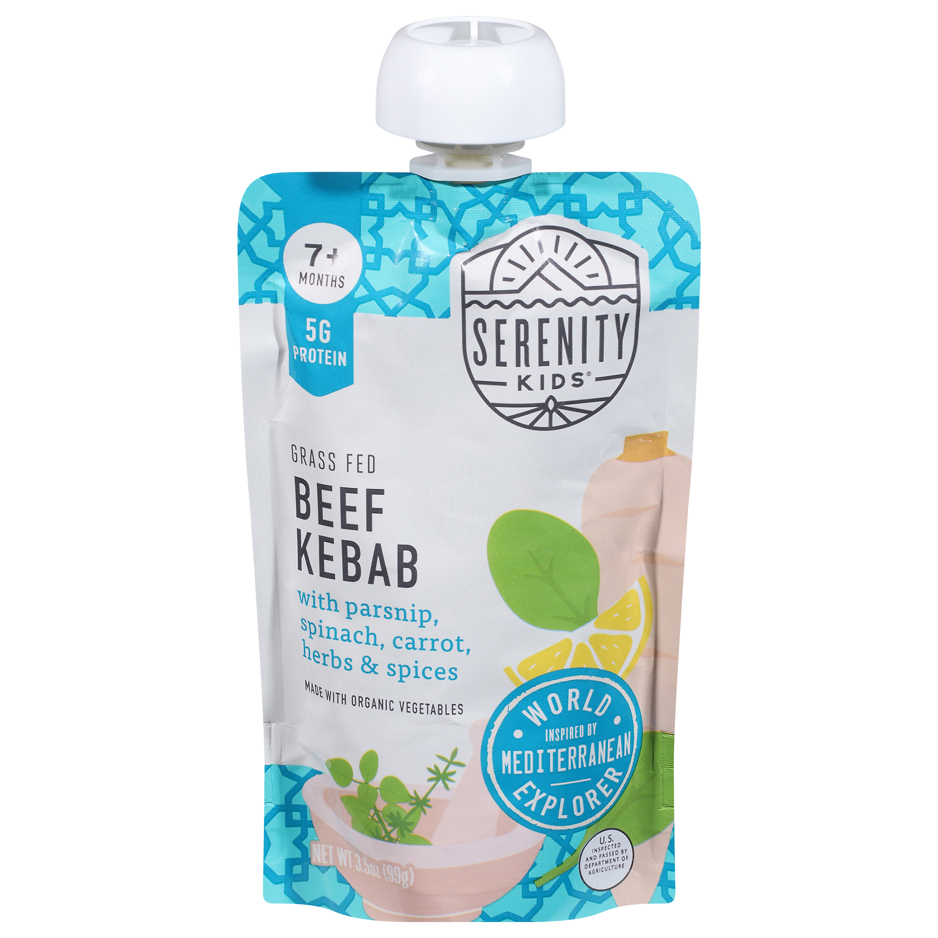 Serenity Kids Beef Kebab with Organic Vegetables Pouch,