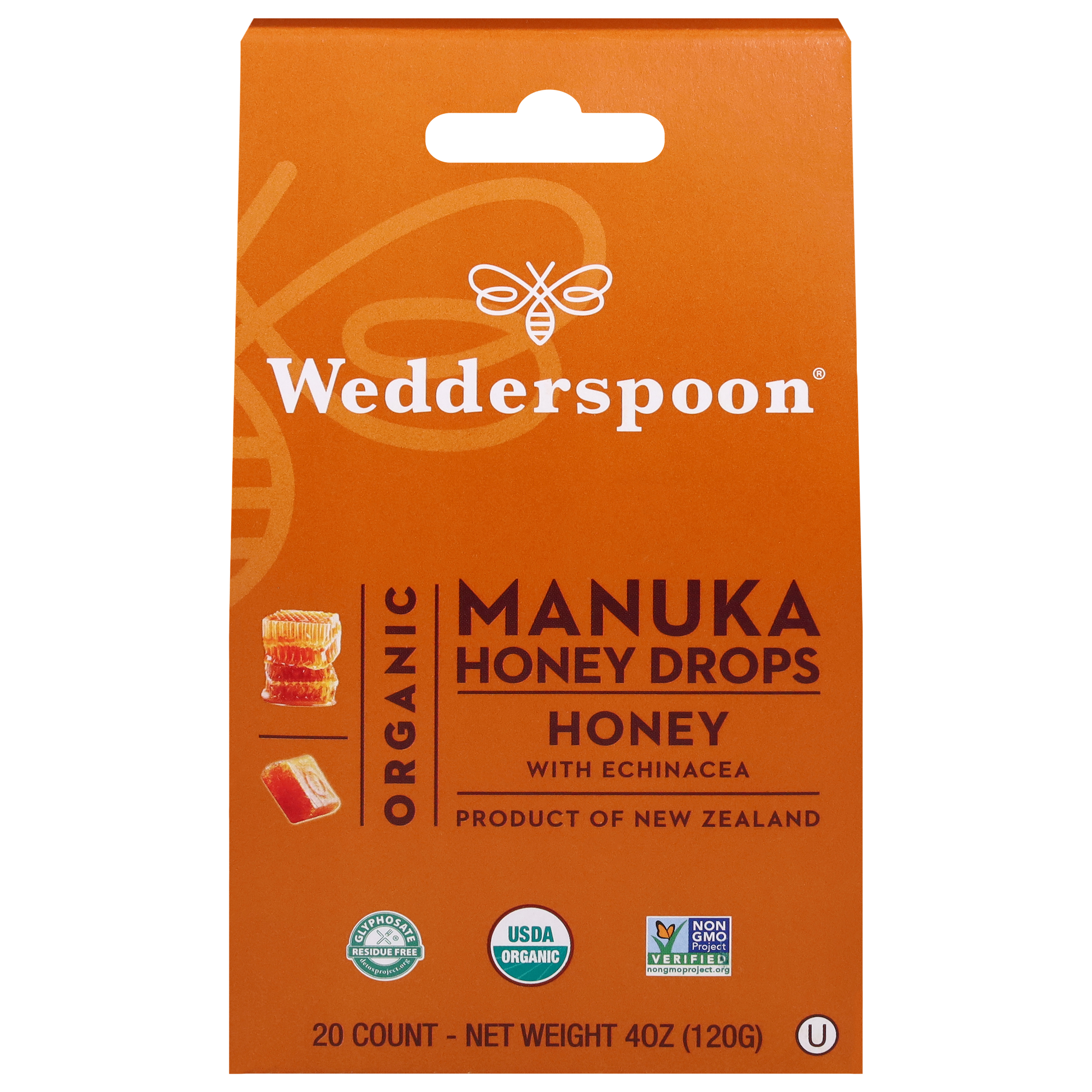 Wedderspoon Organic Manuka Honey with Echinacea Honey Drops