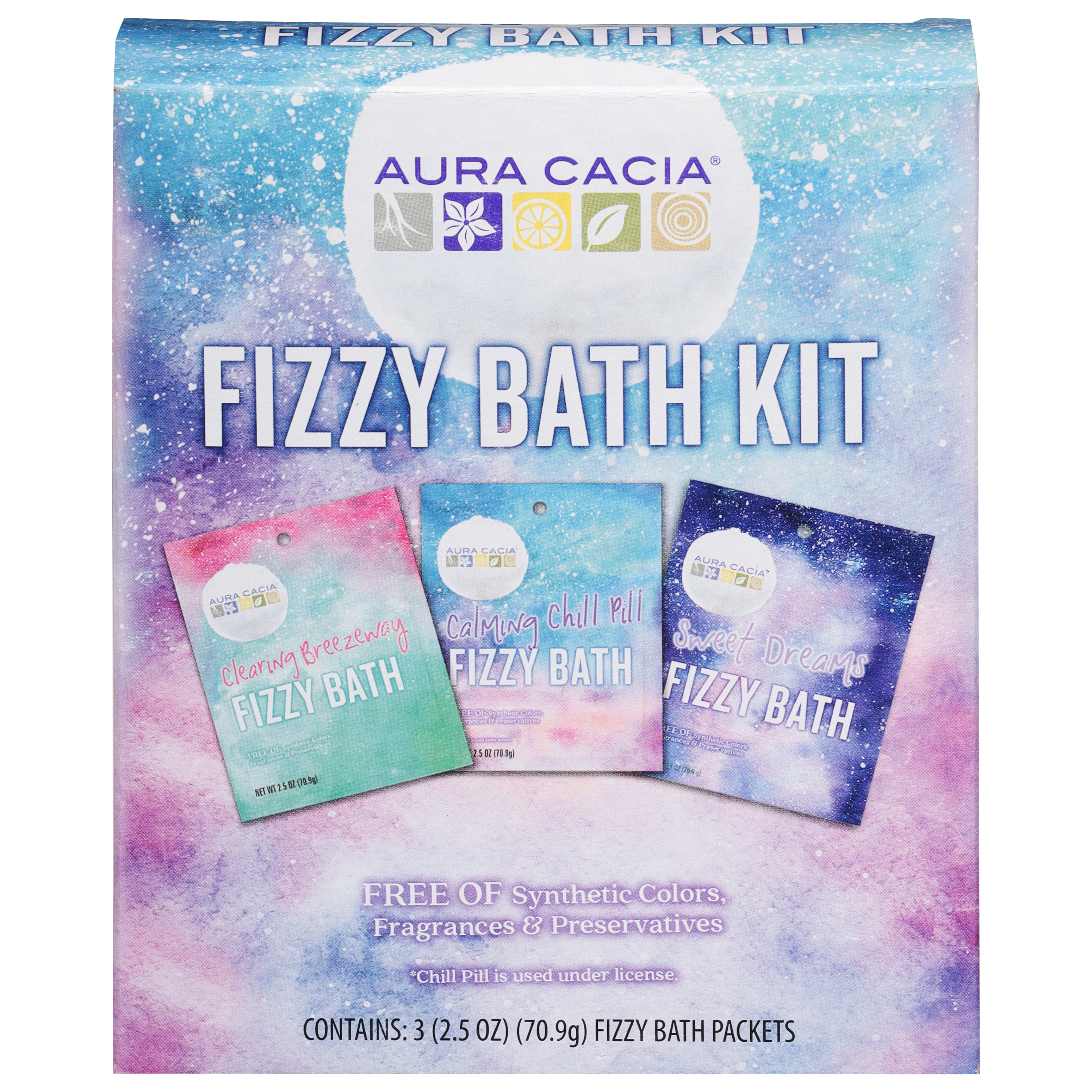 Aura Cacia Fizzy Bath Kit 3 - 2.5 oz Packets
