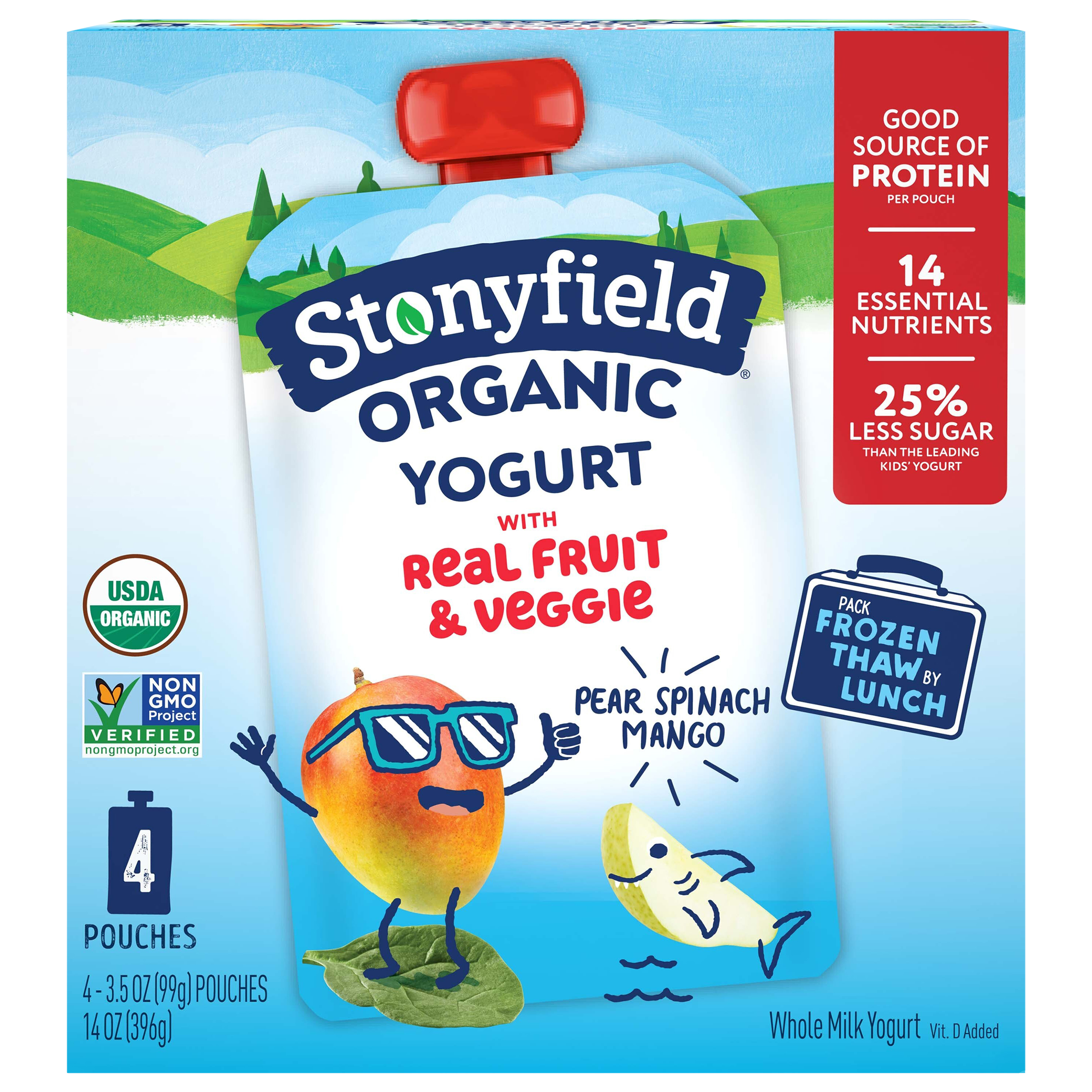 Stonyfield Organic Whole Milk Pear Spinach Mango Yogurt