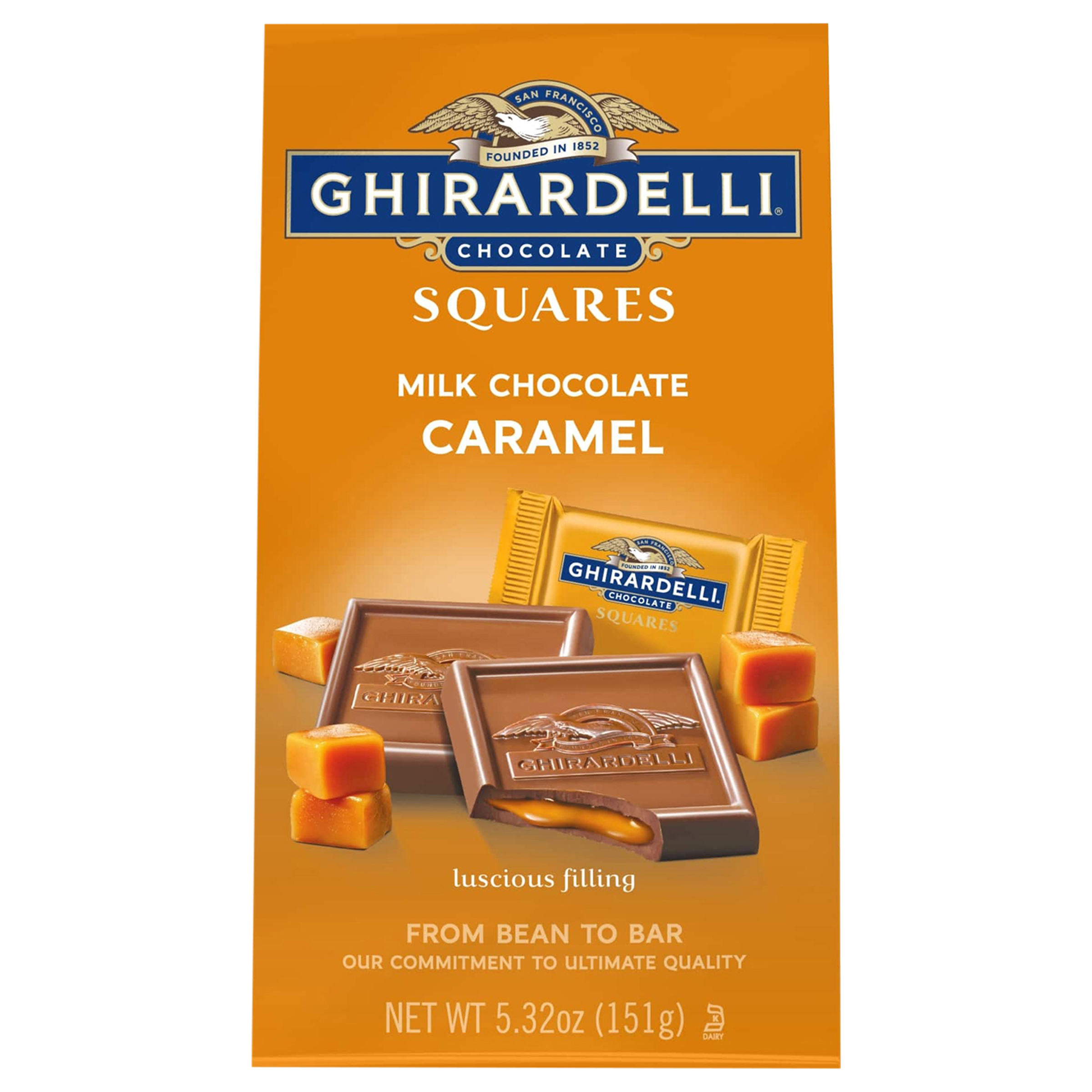 Milk Chocolate Squares with Caramel Filling,