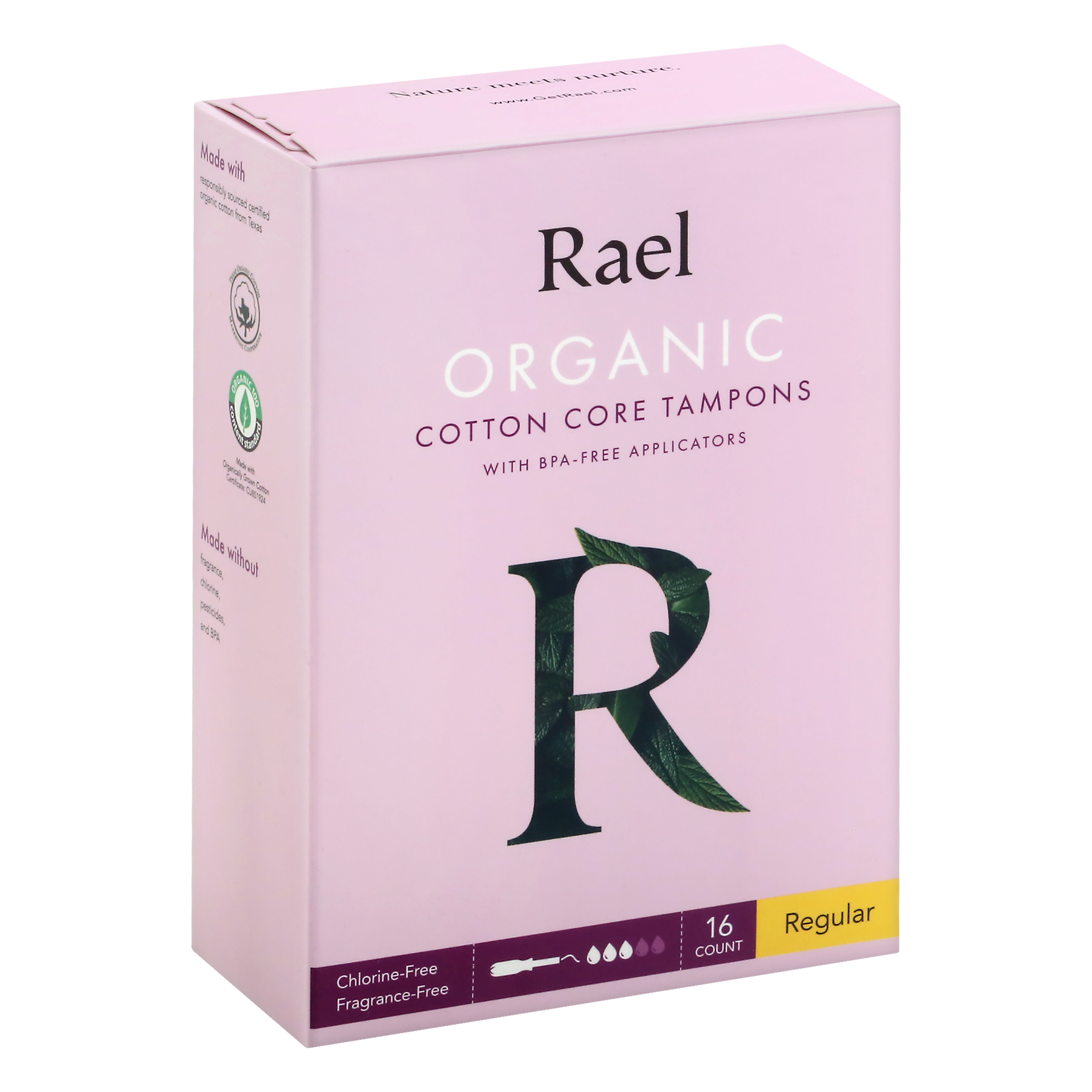Rael Organic Regular Cotton Core Tampons