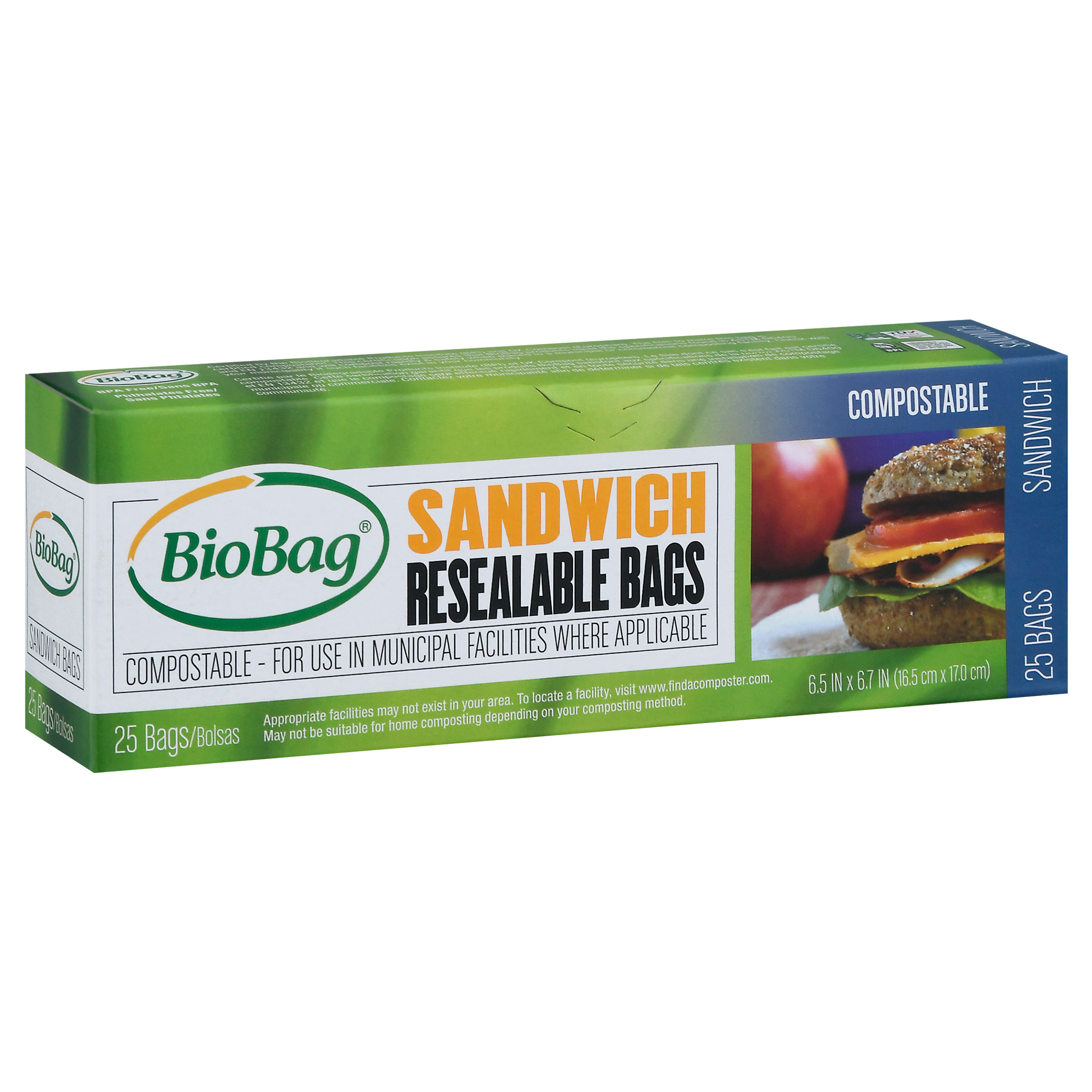 BioBag Sandwich Resealable Bags