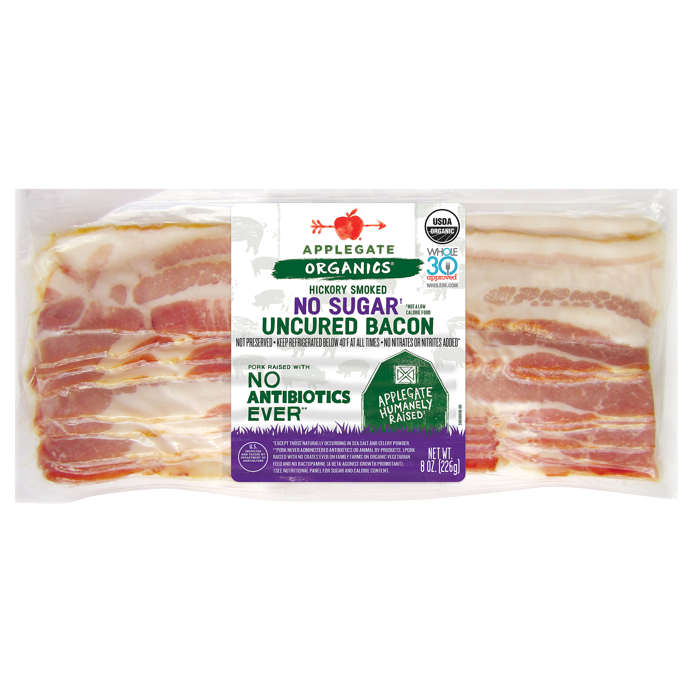Applegate Organic Hickory Smoked No Sugar Uncured Bacon,