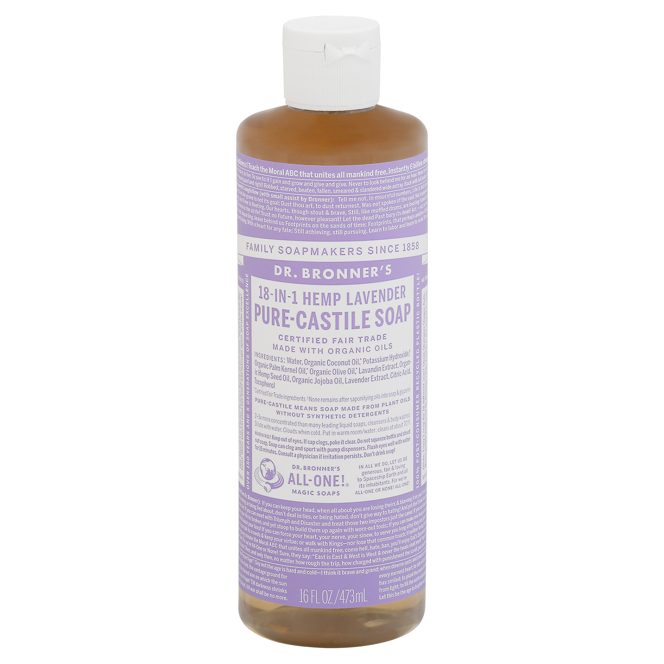 Dr. Bronner's 18-in-1 Hemp Lavender Pure-Castile Soap