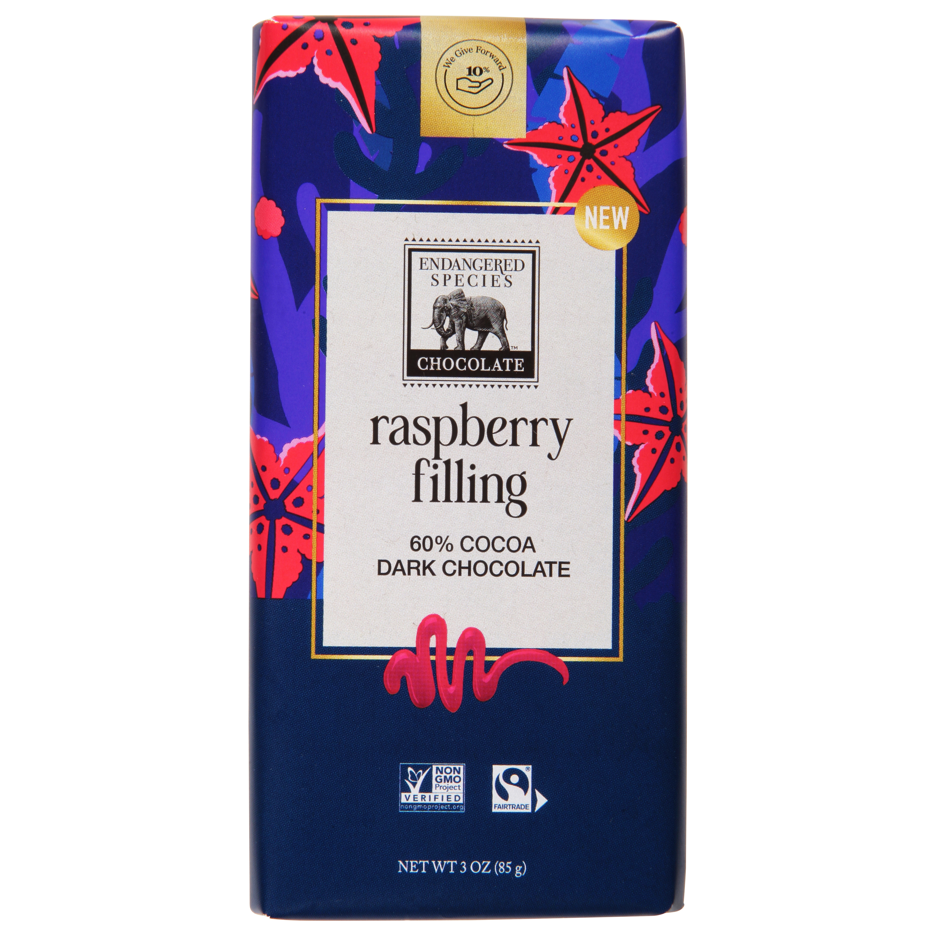 Endangered Species 60% Cocoa Raspberry Filling Dark Chocolate