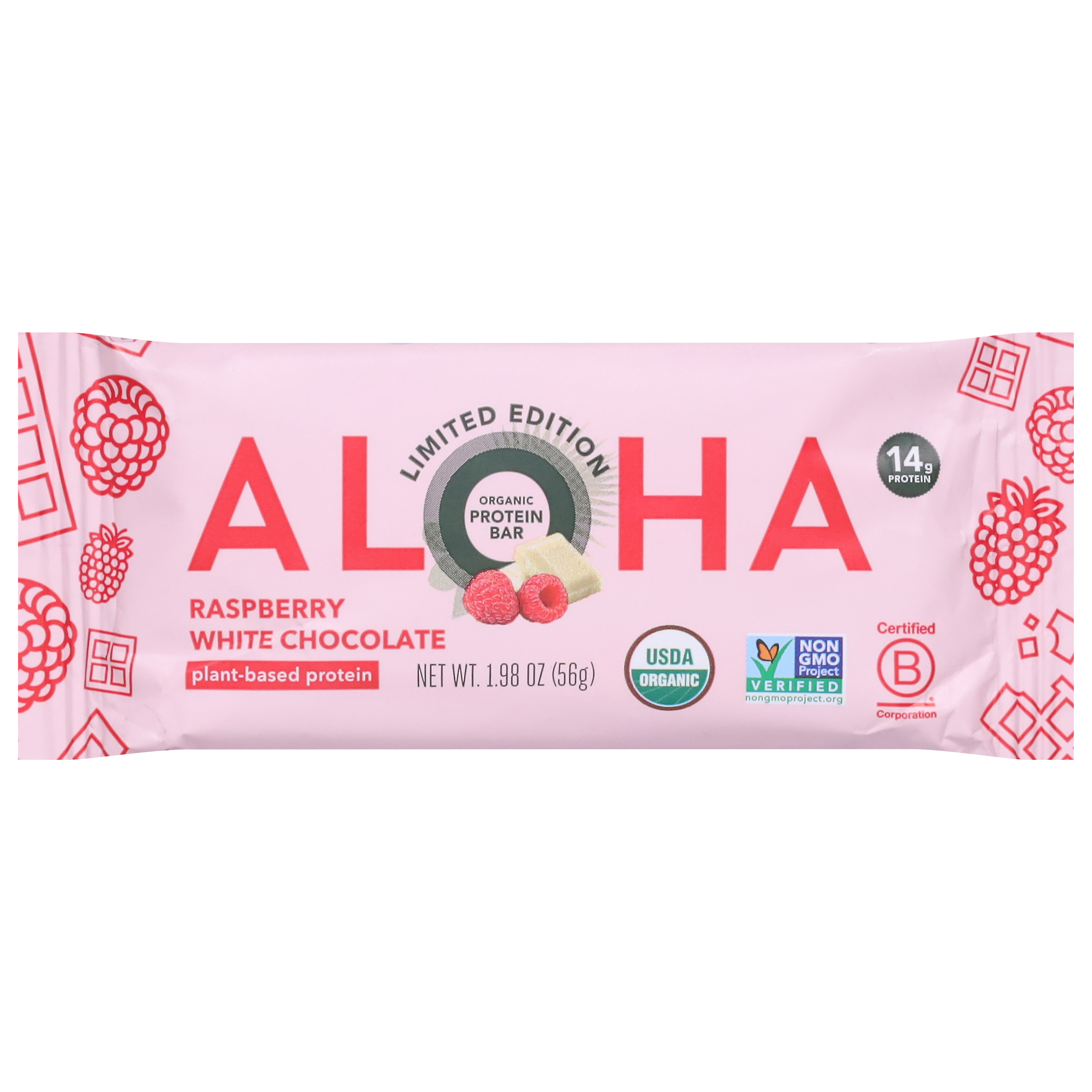Aloha Organic Raspberry White Chocolate Protein Bars