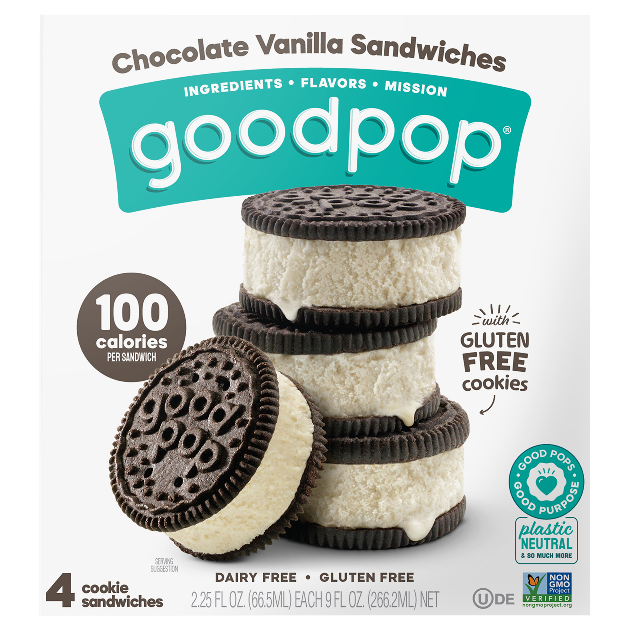 Chocolate Vanilla Sandwiches Dairy-Free Oat Milk Frozen Desserts,